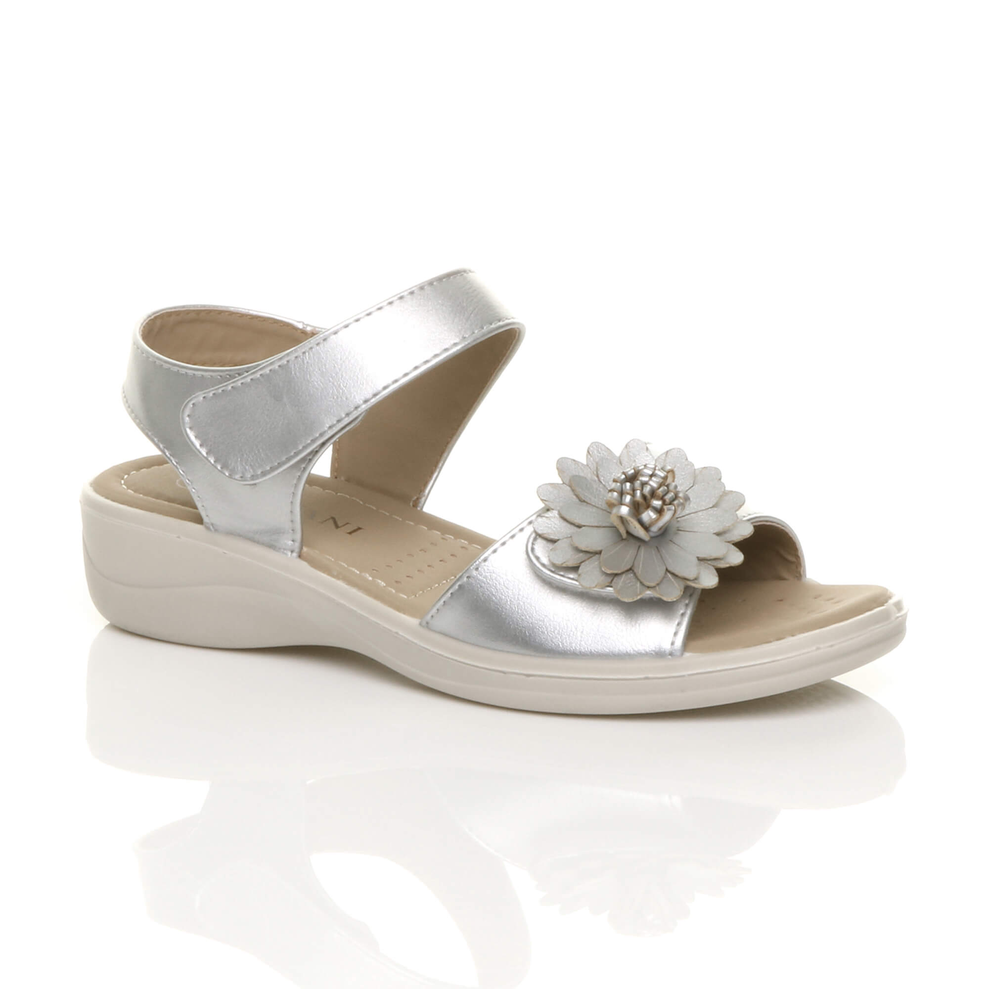 Silver AJVANI Silver Comfort Touch Close Sandals, Image 1 of 6