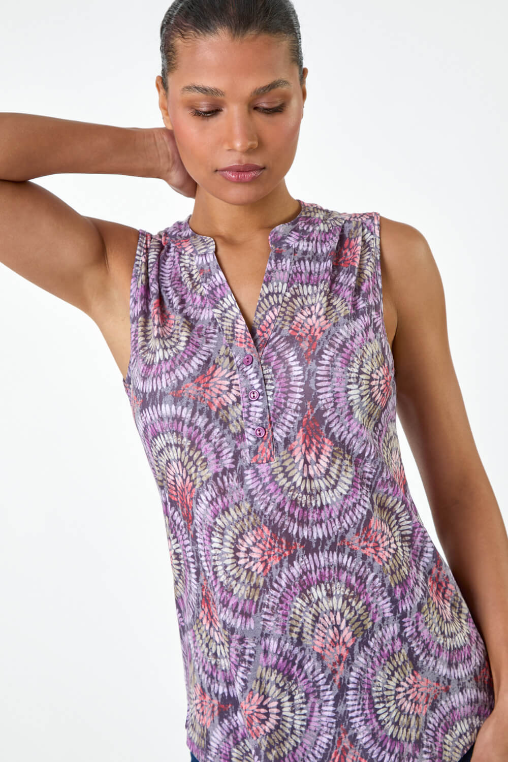 The Maddie Sleeveless Top - Purple Sky