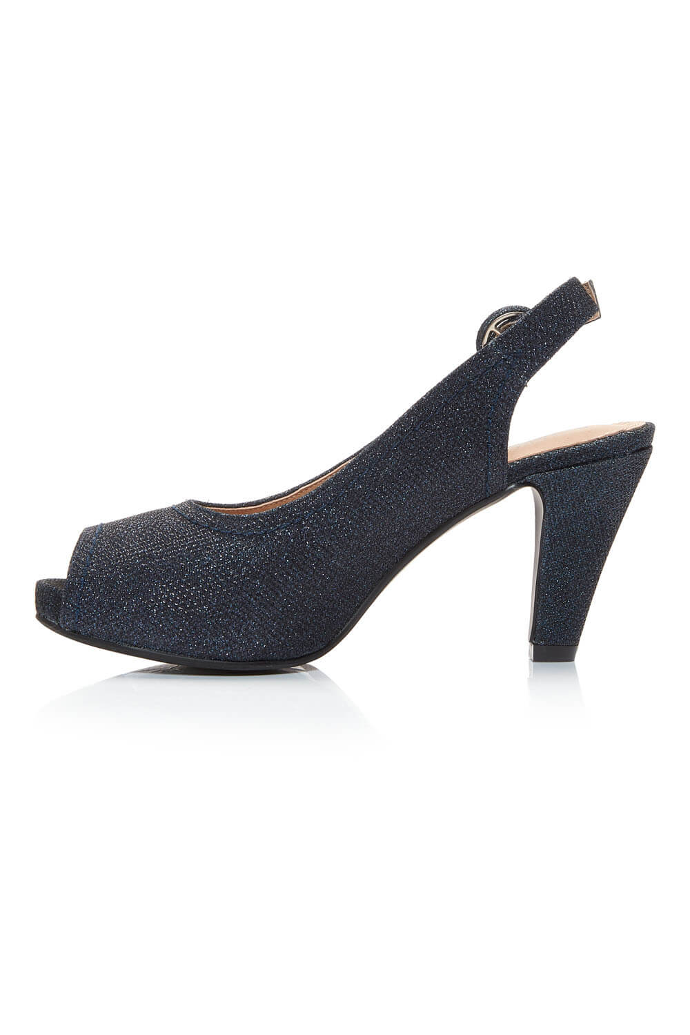 Navy Glitter Peep Toe Heels, Image 3 of 5