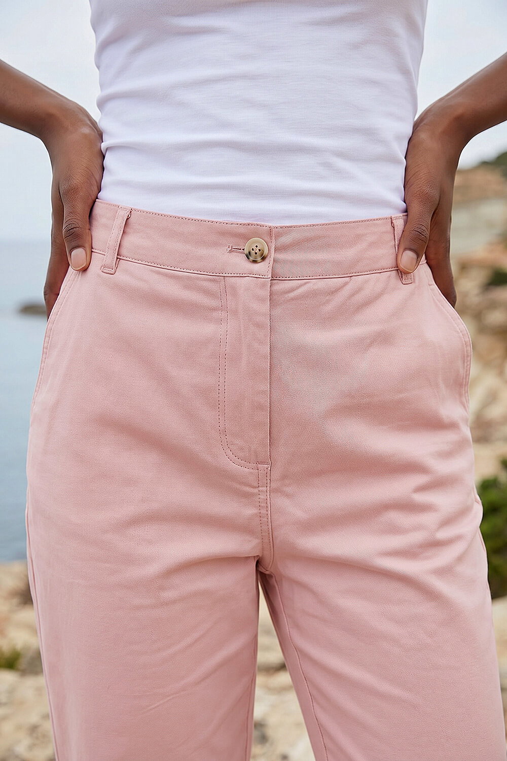 Light Pink Petite Cotton Blend Stretch Chino Trousers, Image 5 of 4