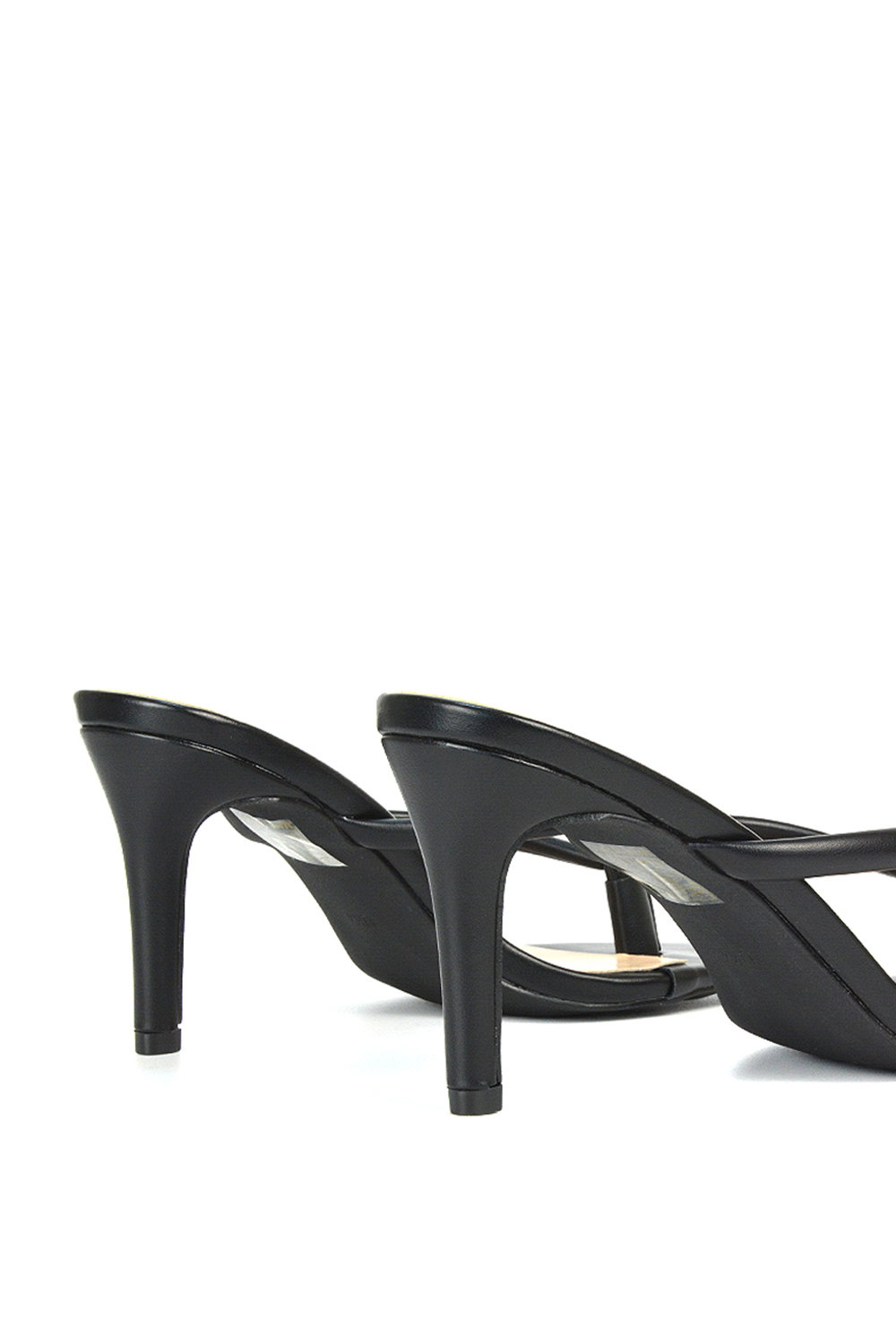 Black XY LONDON Black 'Celina' Stiletto High Heel Mules With Thong Strap, Image 5 of 6