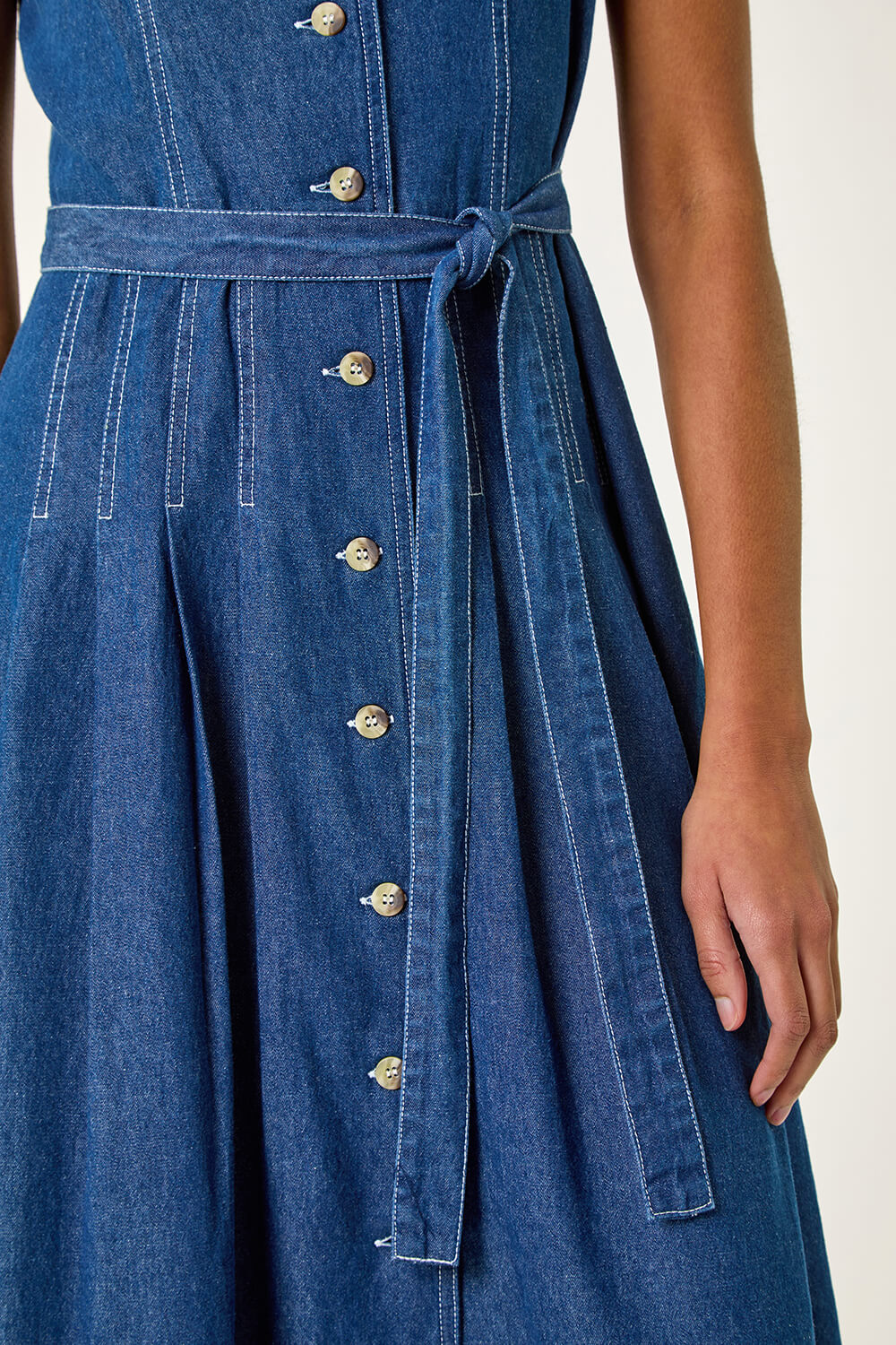 Denim Denim Button Down Midi Dress, Image 6 of 5