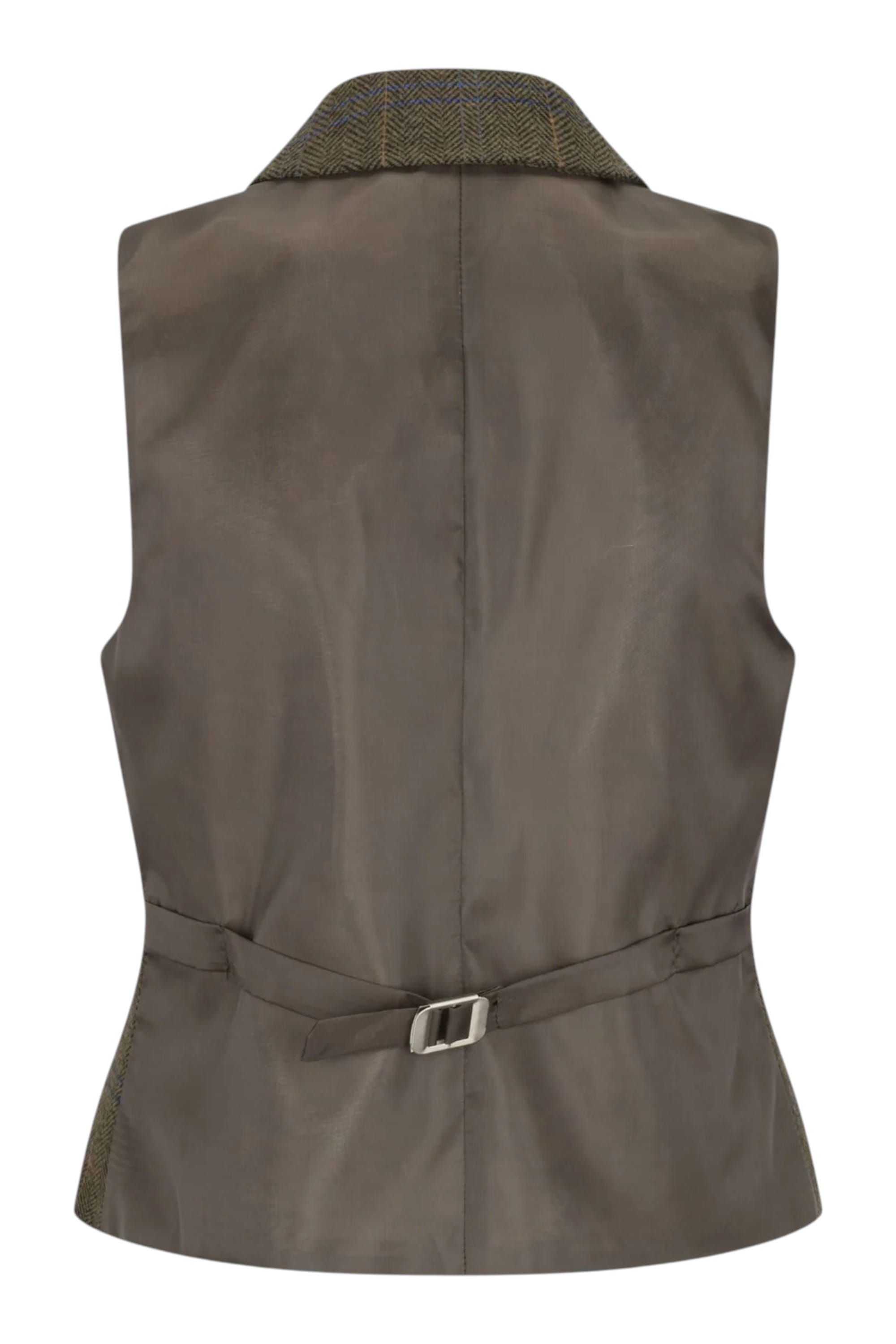 Olive Olive Tweed Herringbone Check Waistcoat, Image 5 of 5
