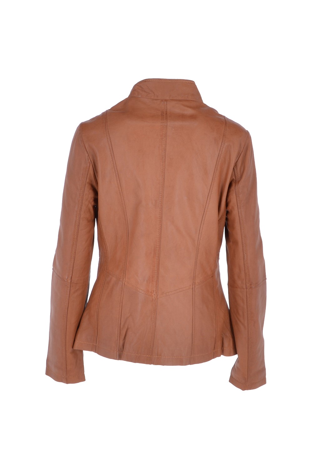 Tan Ashwood Leather Tan 'Isla' Real Leather Mandarin Collared Jacket, Image 4 of 5
