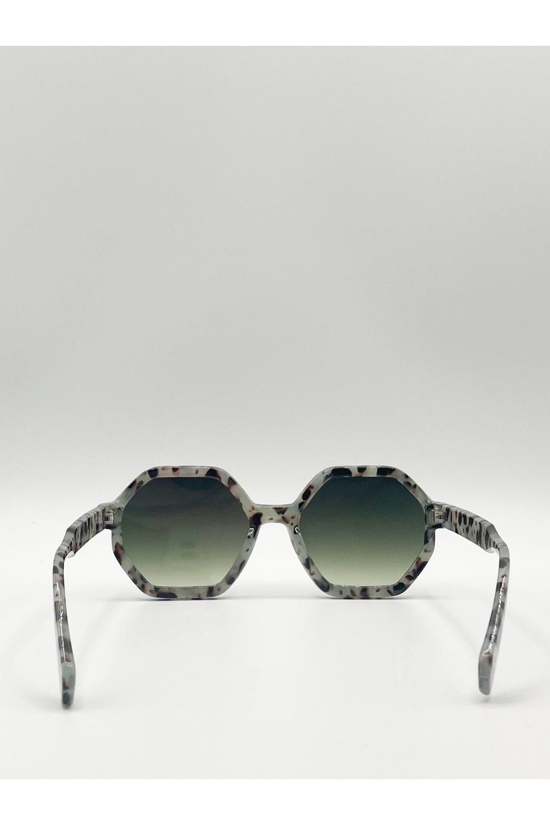 Grey Pale grey tortoiseshell oversized hexagon Sunglasses, Image 5 of 5