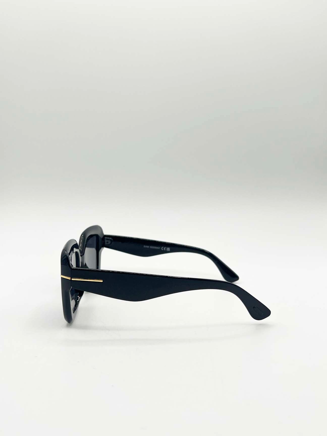 Black Bold Square Sunglasses in Black, Image 3 of 4