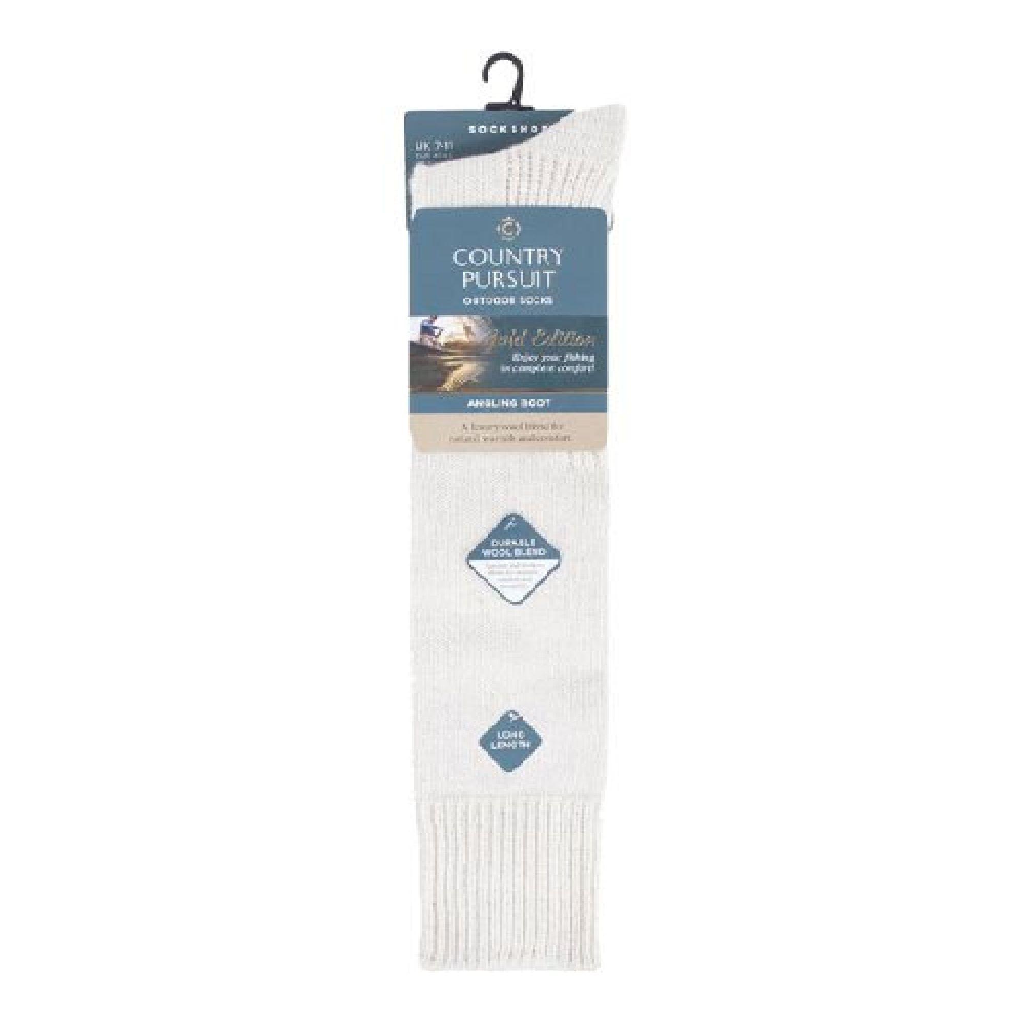 Cream Knee High Wool Rich Angling Boot Socks, Image 4 of 4