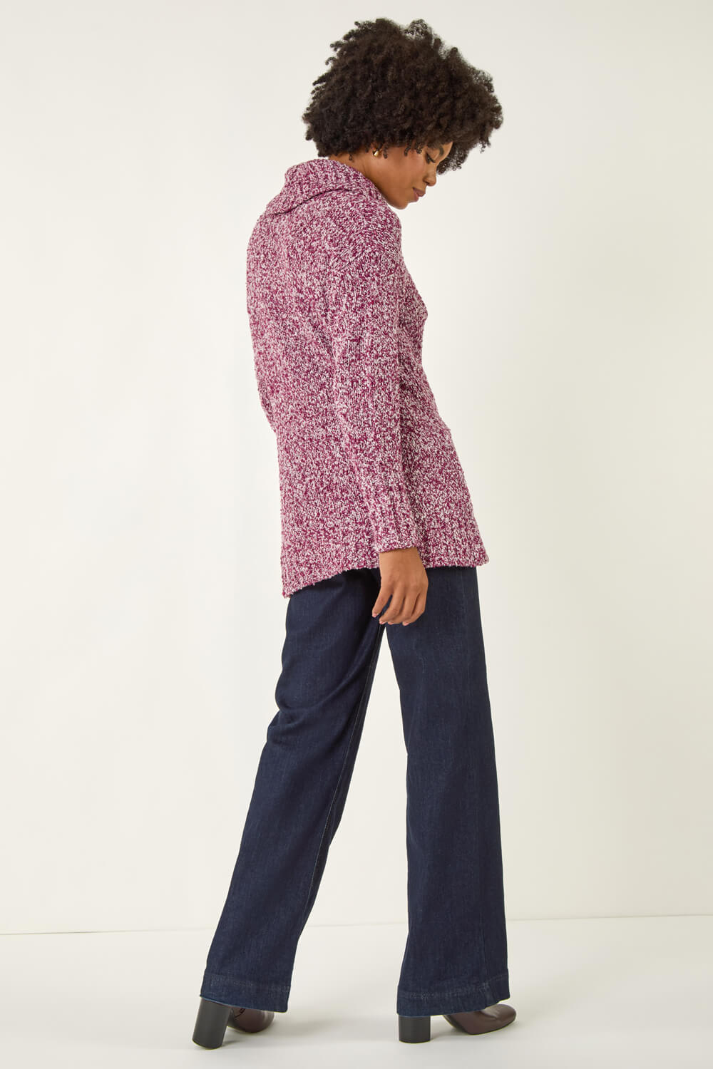 Red Roll Neck Button Detail Jumper, Image 4 of 5