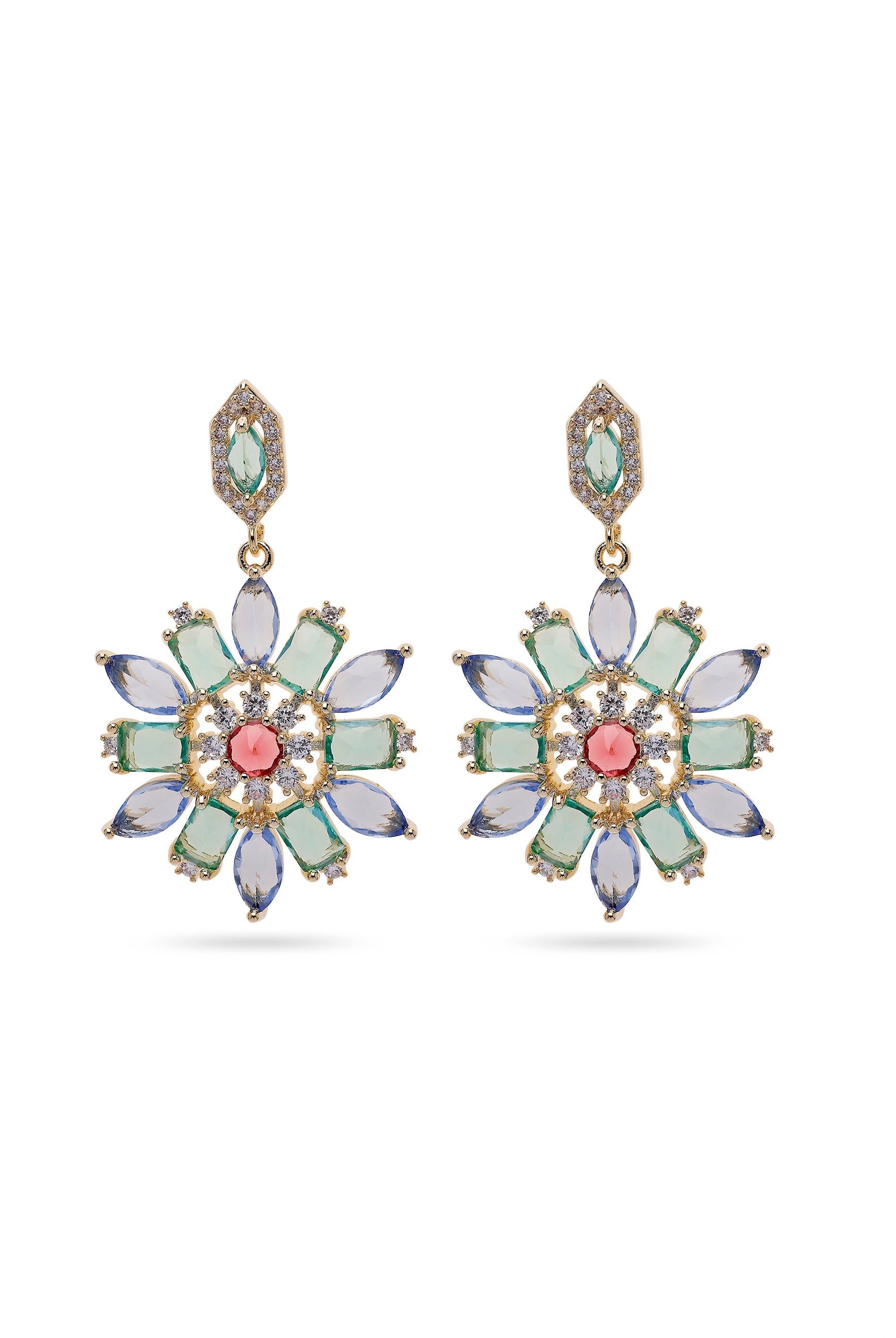Green Light Green Floral Drop Earrings