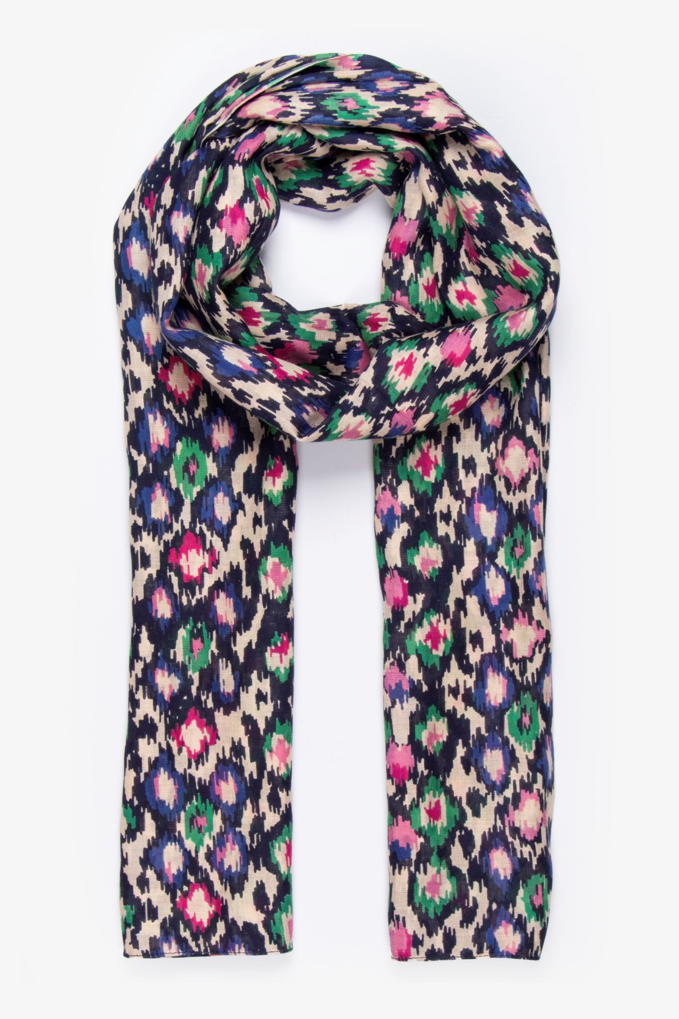 Navy Blue Sarta Navy Blue Spotted Abstract Lightweight Scarf, Image 1 of 3