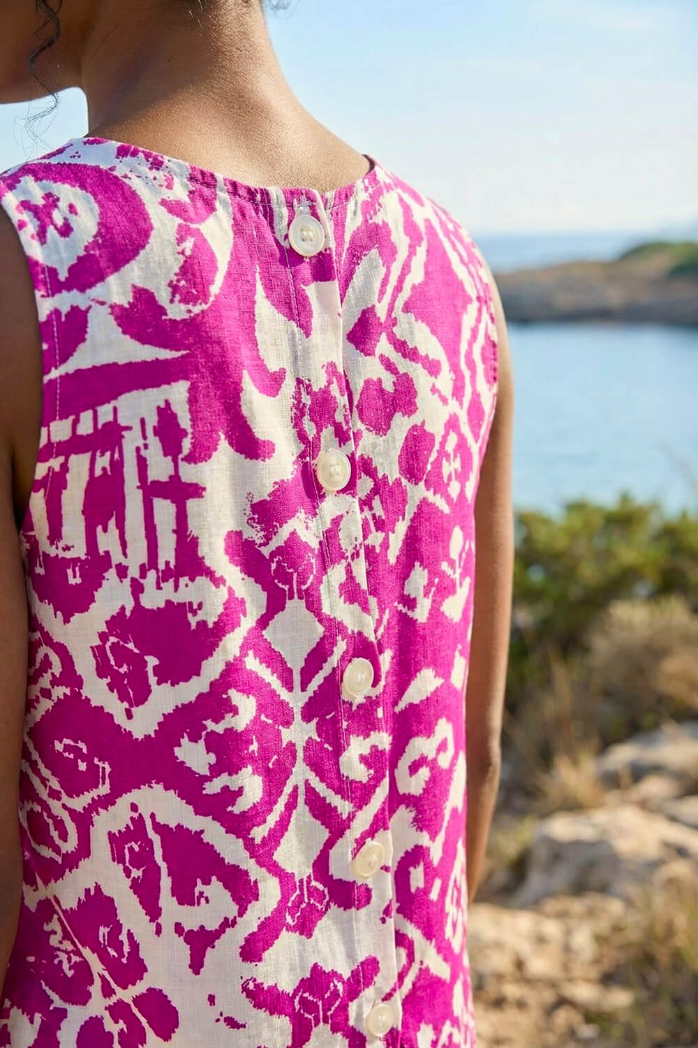 MAGENTA Aztec Print Buttoned Back Vest Top, Image 5 of 4