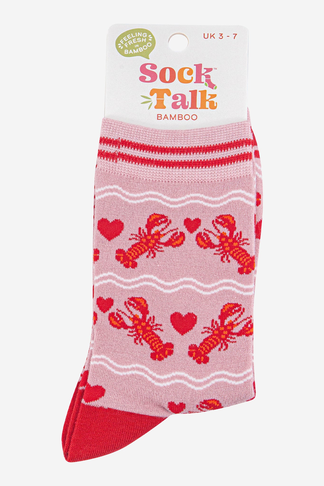 Pink Lobsters In Love Hearts Bamboo Ankle Socks, Image 4 of 4