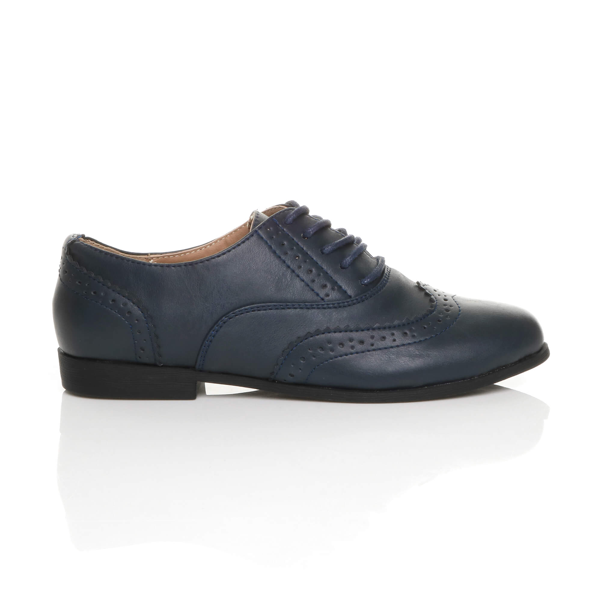 Navy Blue AJVANI Navy Blue Flat Lace Up Oxfords Brogues, Image 2 of 6