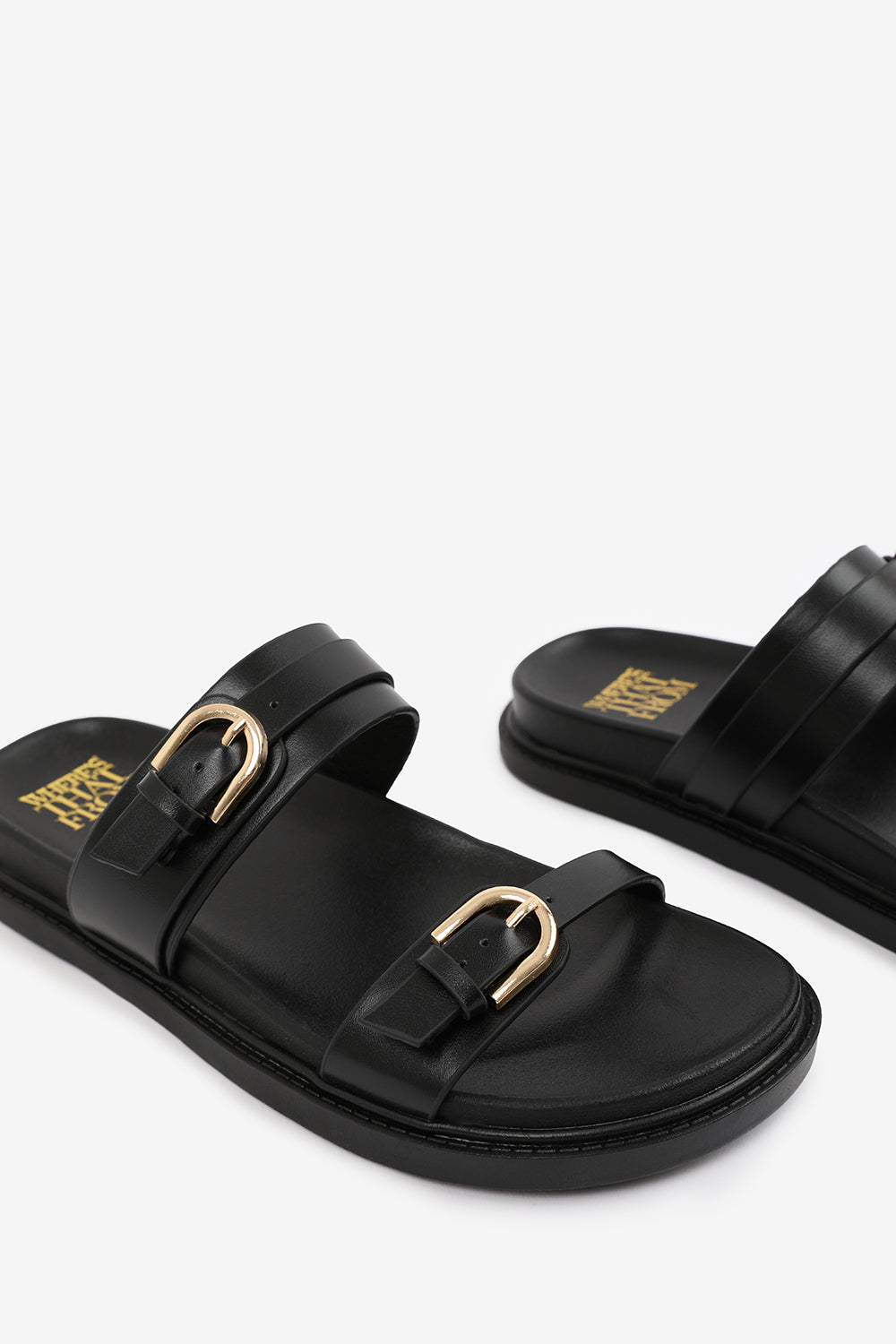 Black 'Abril' Flatform Sandal Double Buckle Strap, Image 4 of 5