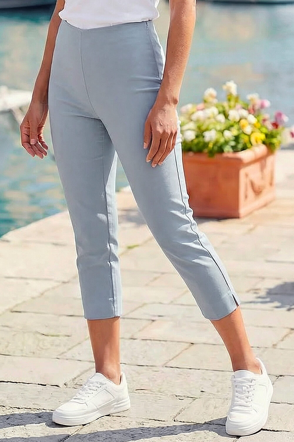 Grey Cropped Stretch Trouser, Image 4 of 4