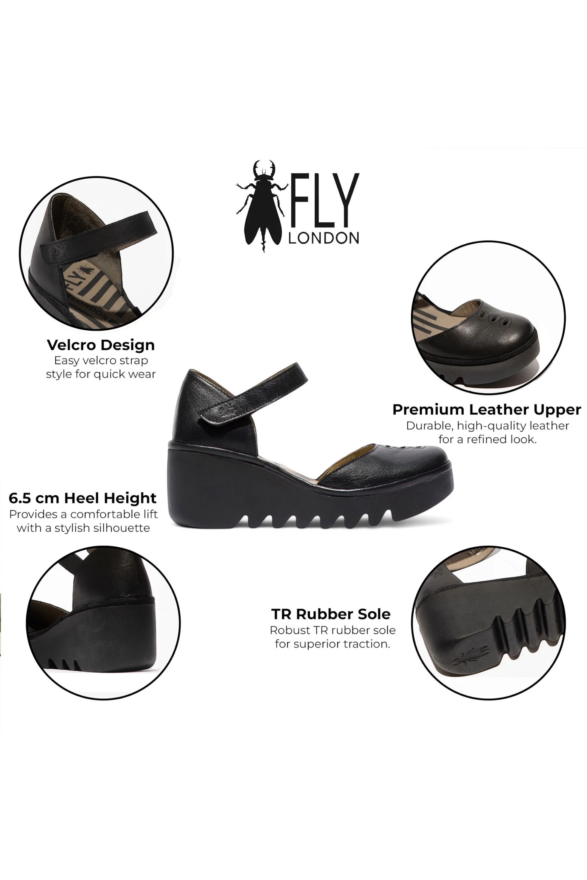 Black Womens Durable Wedge Sandals-BISO305FLY, Image 3 of 5