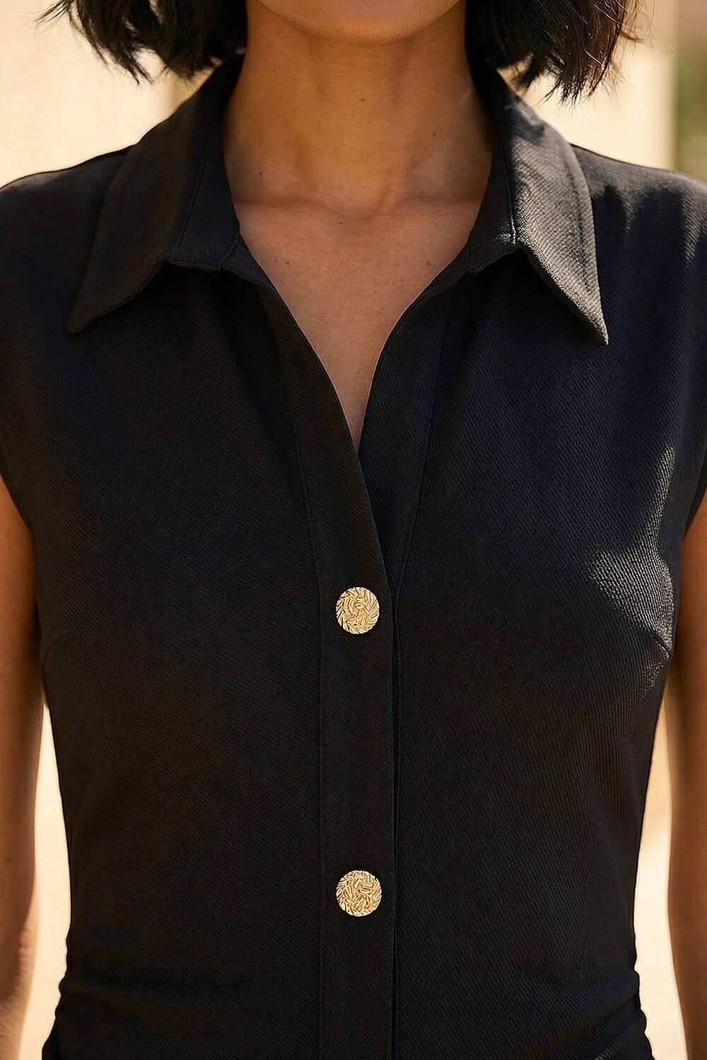 Black Dusk Collared Ribbed Midi Dress, Image 5 of 4