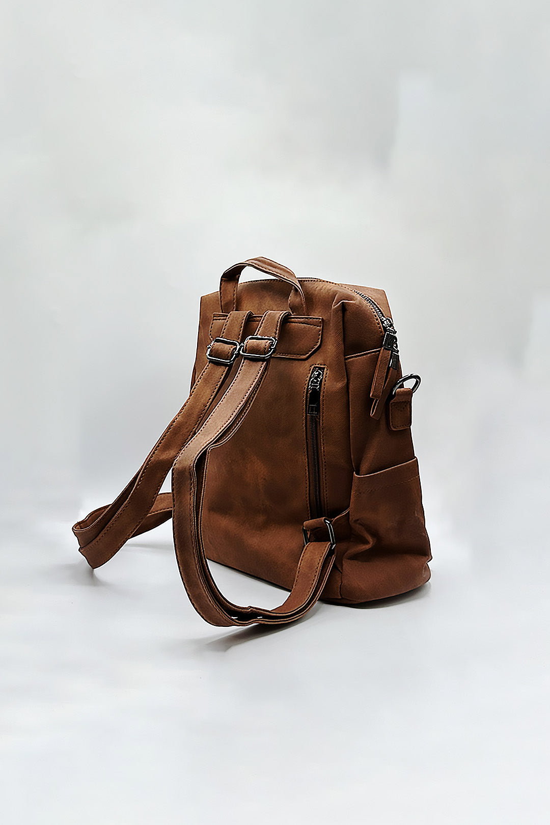 Brown SVNX Brown Faux Leather Backpack, Image 3 of 3