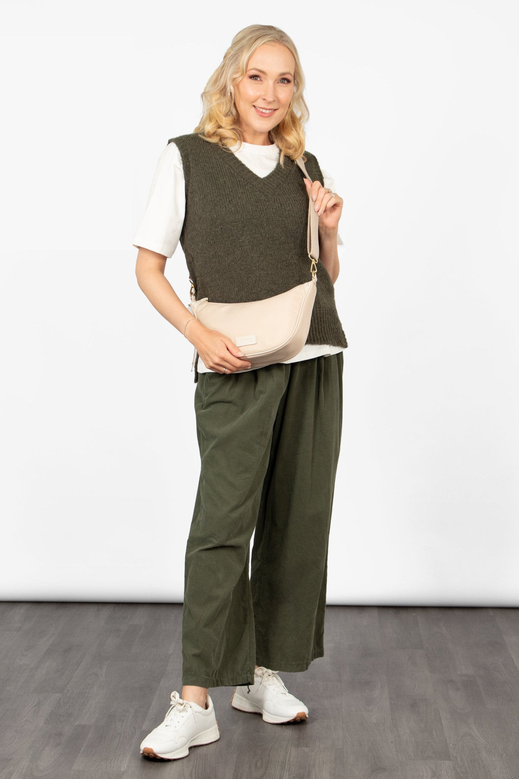 Cream Plain Half Moon Crossbody Bag, Image 5 of 5