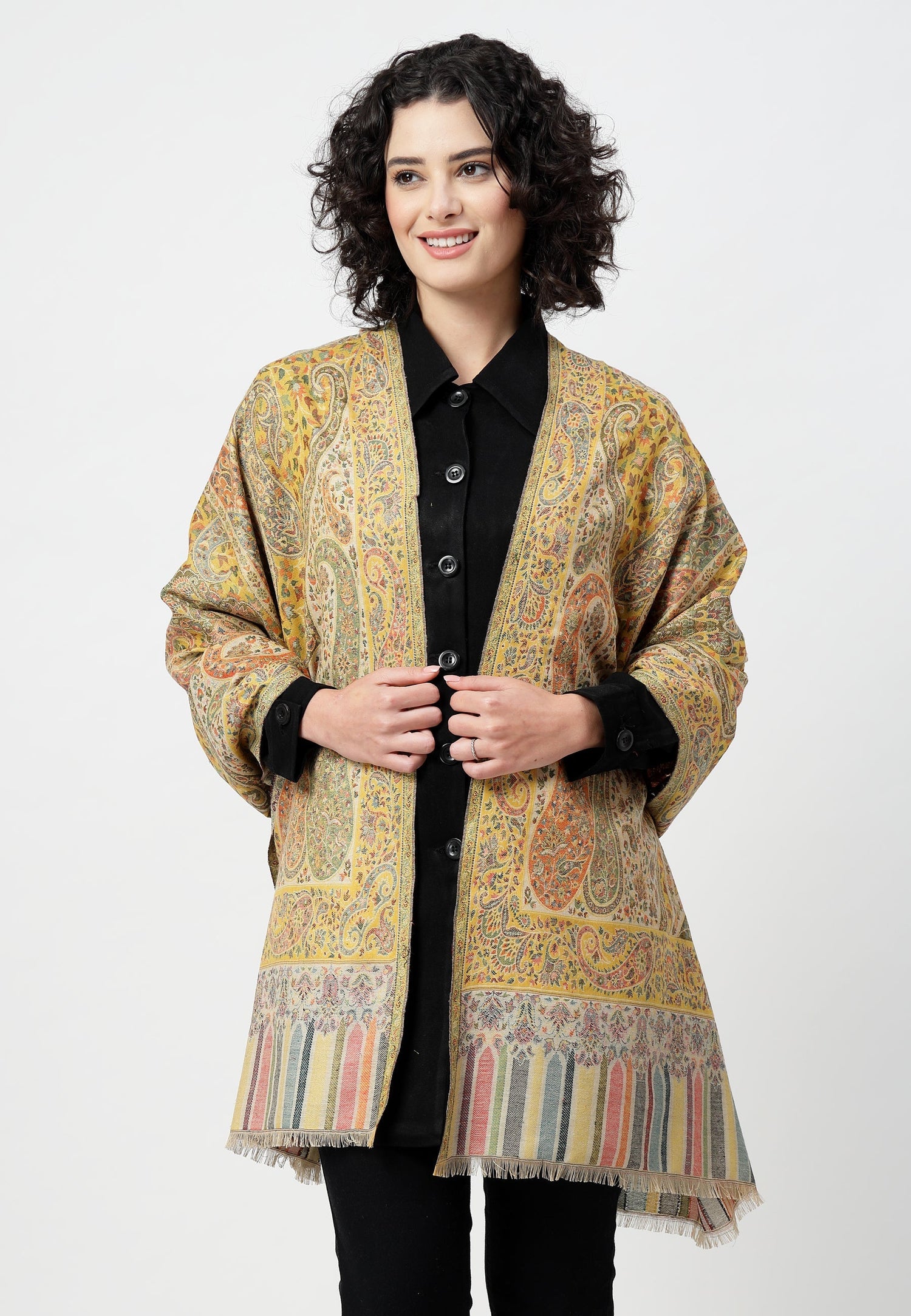 Multi Kashmiri Jamawar Scarf, Image 4 of 4