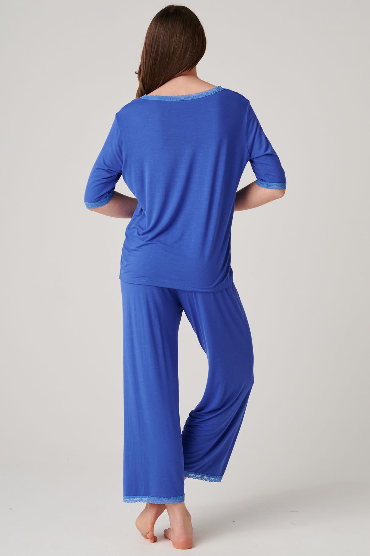 Royal Blue British Boxers Royal Blue "Ultra Blue" Bamboo Lace Pyjama Set, Image 3 of 6