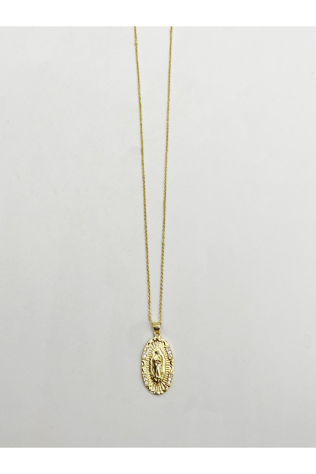 Gold Virgin Mary Pendant Necklace With Gift Box, Image 6 of 7