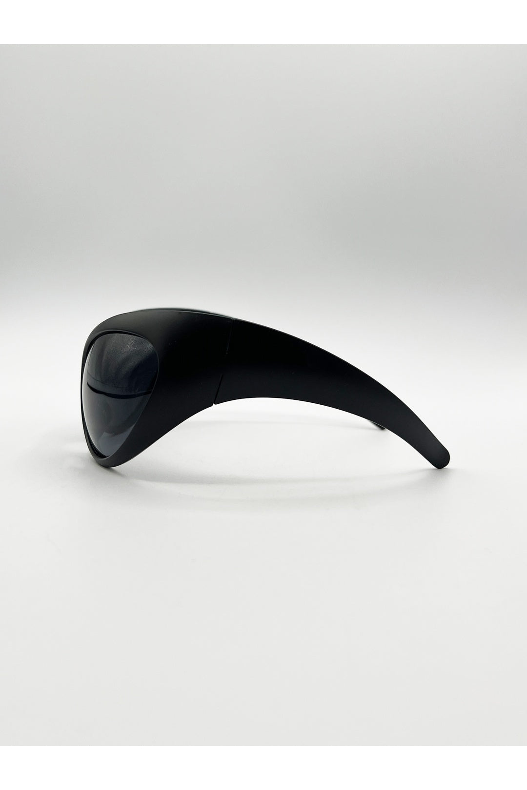 Black Ultra Curved Wrap Around Sunglasses in Black, Image 4 of 6