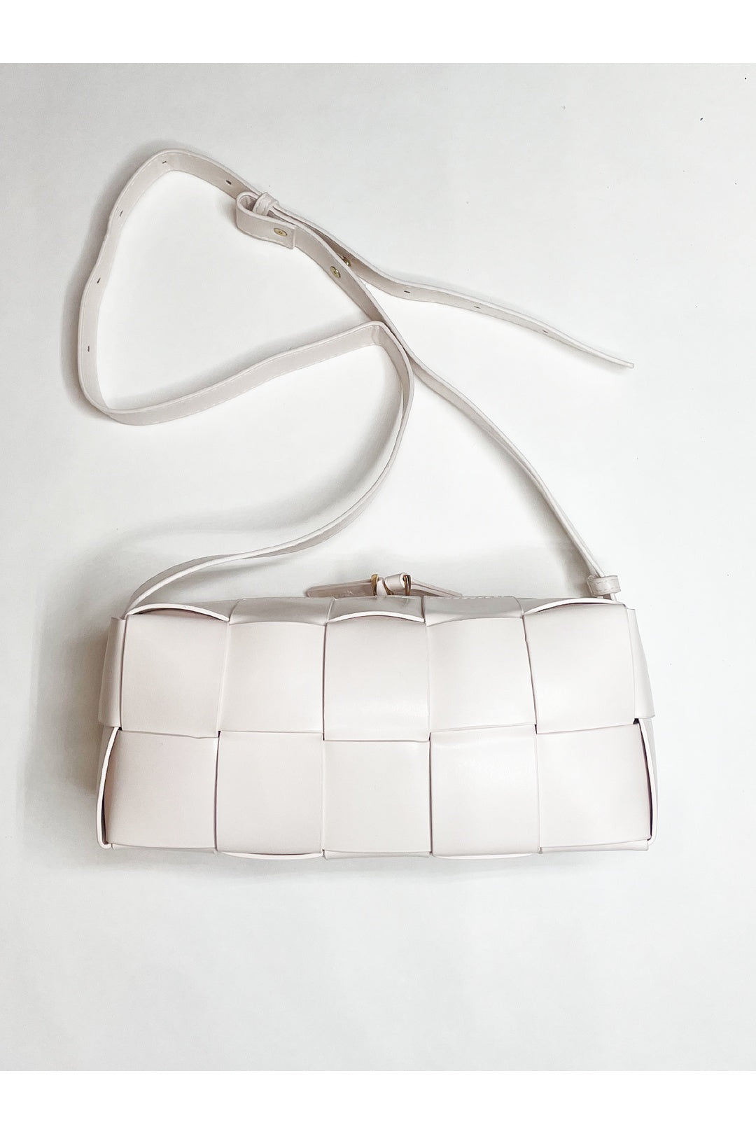 Cream Woven PU Shoulder Bag, Image 1 of 4