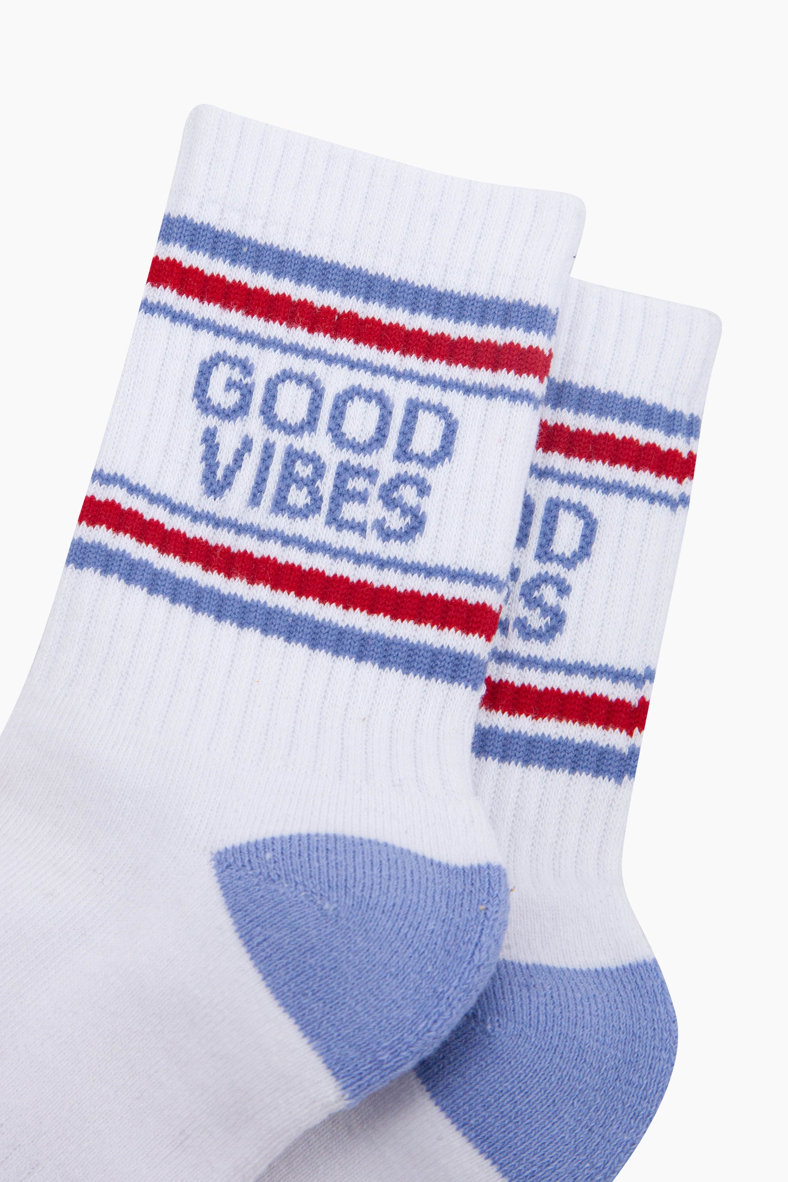 White Good Vibes Novelty Cotton Sports Socks, Image 2 of 4