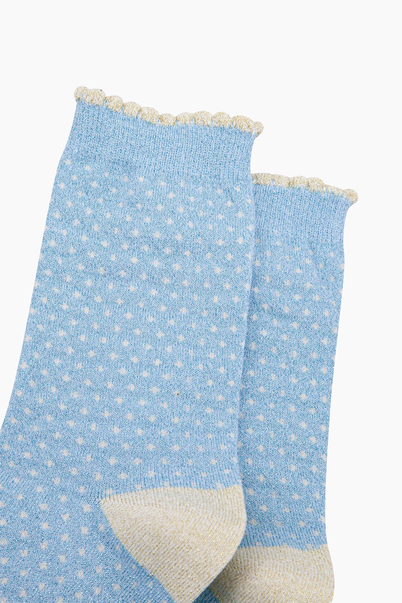Light Blue Sock Talk Light Blue Polka Dots Combed Cotton Glitter Socks, Image 2 of 4