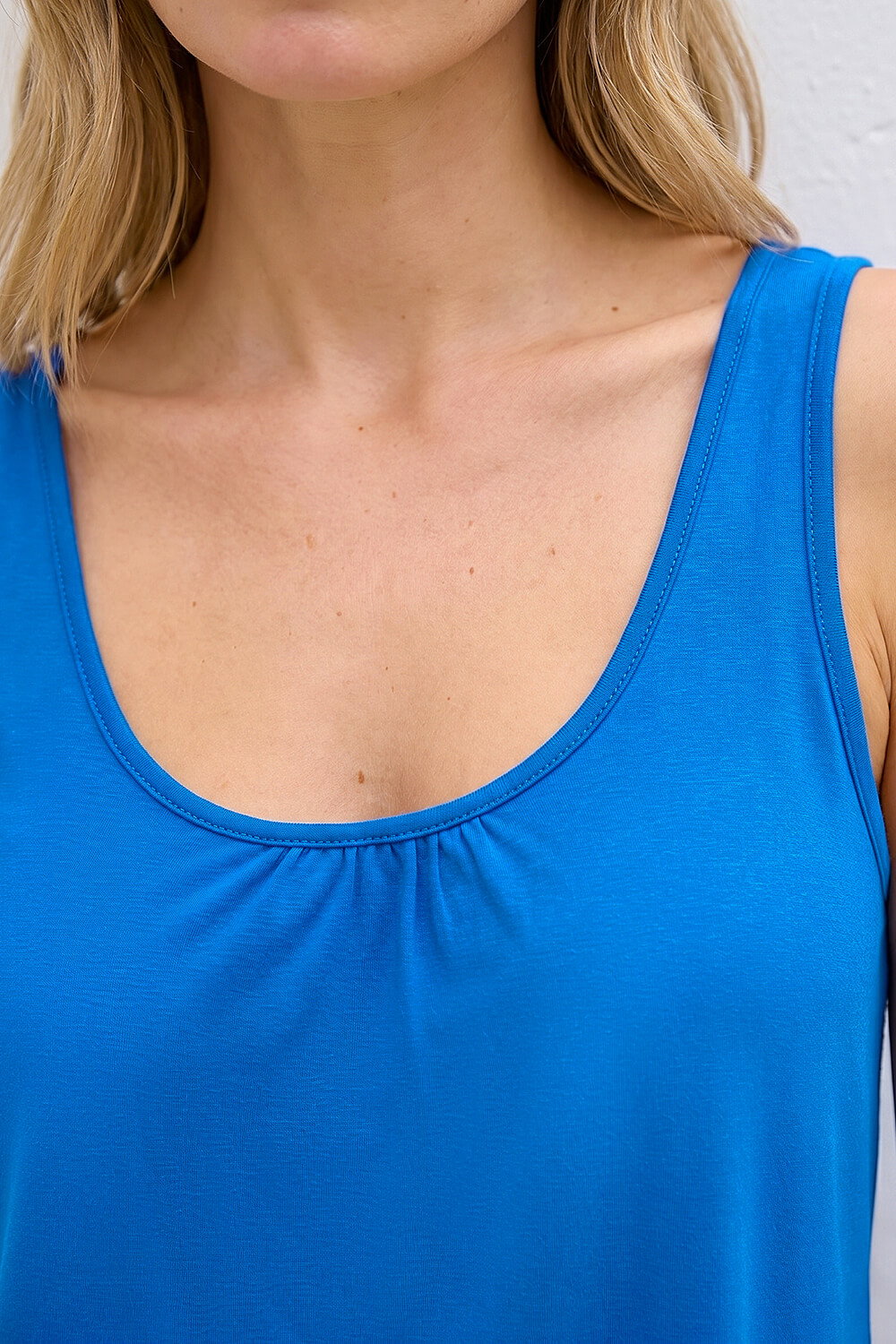 Royal Blue Stretch Jersey Vest Top, Image 5 of 4