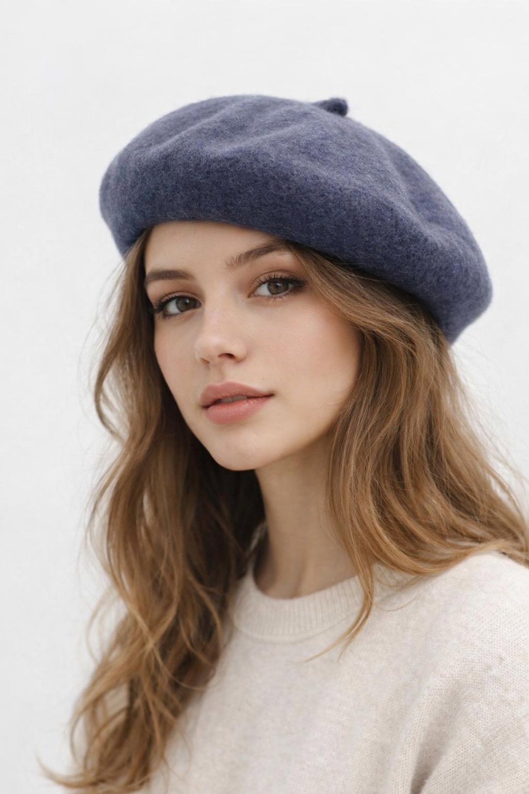 Grey SVNX Grey Plain Felt Beret, Image 1 of 4