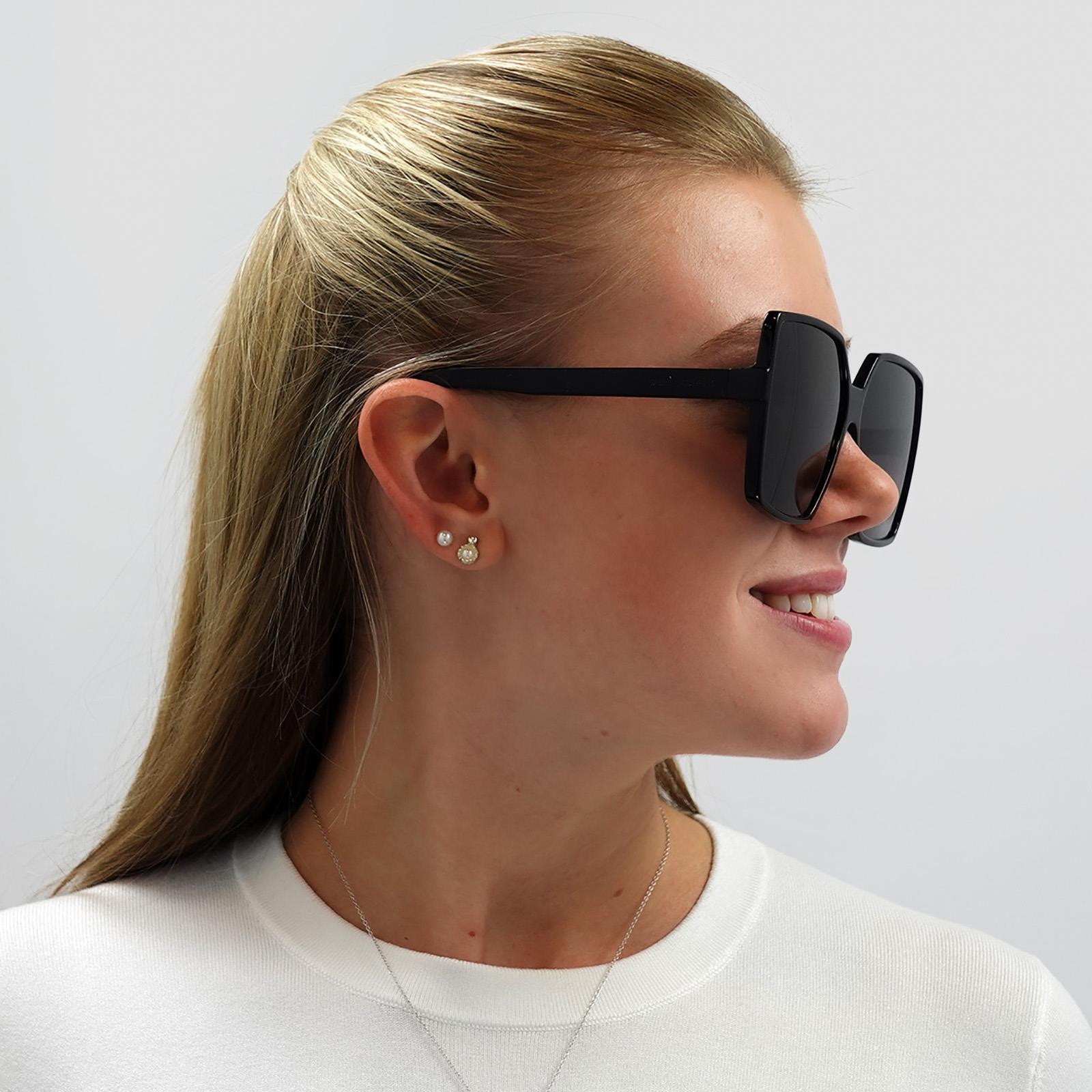 Black Saint Laurent Black Square Black Grey Sunglasses, Image 5 of 6