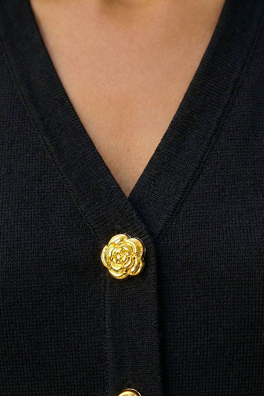Black Rose Button Knitted Waist Coat, Image 5 of 4