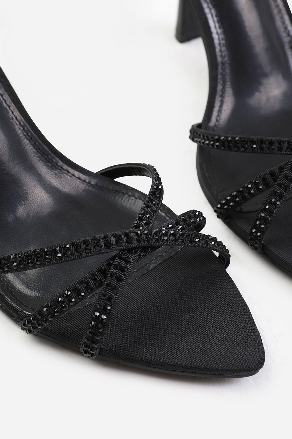 Black Audra Cross Over Strap With Gem Detail Heels, Image 3 of 4