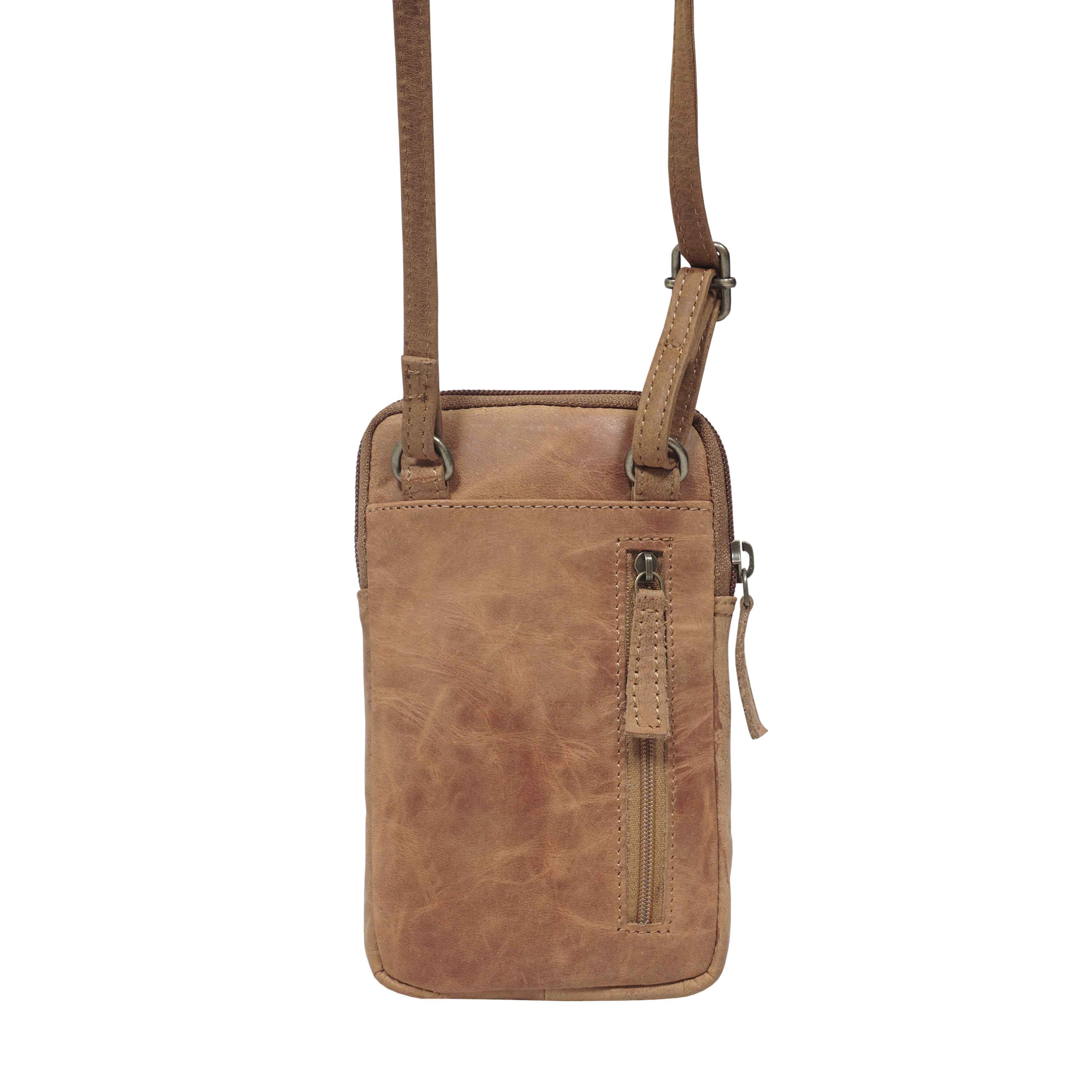 Tan 'BROOKE' Real Leather Mobile Phone Crossbody Bag, Image 3 of 6