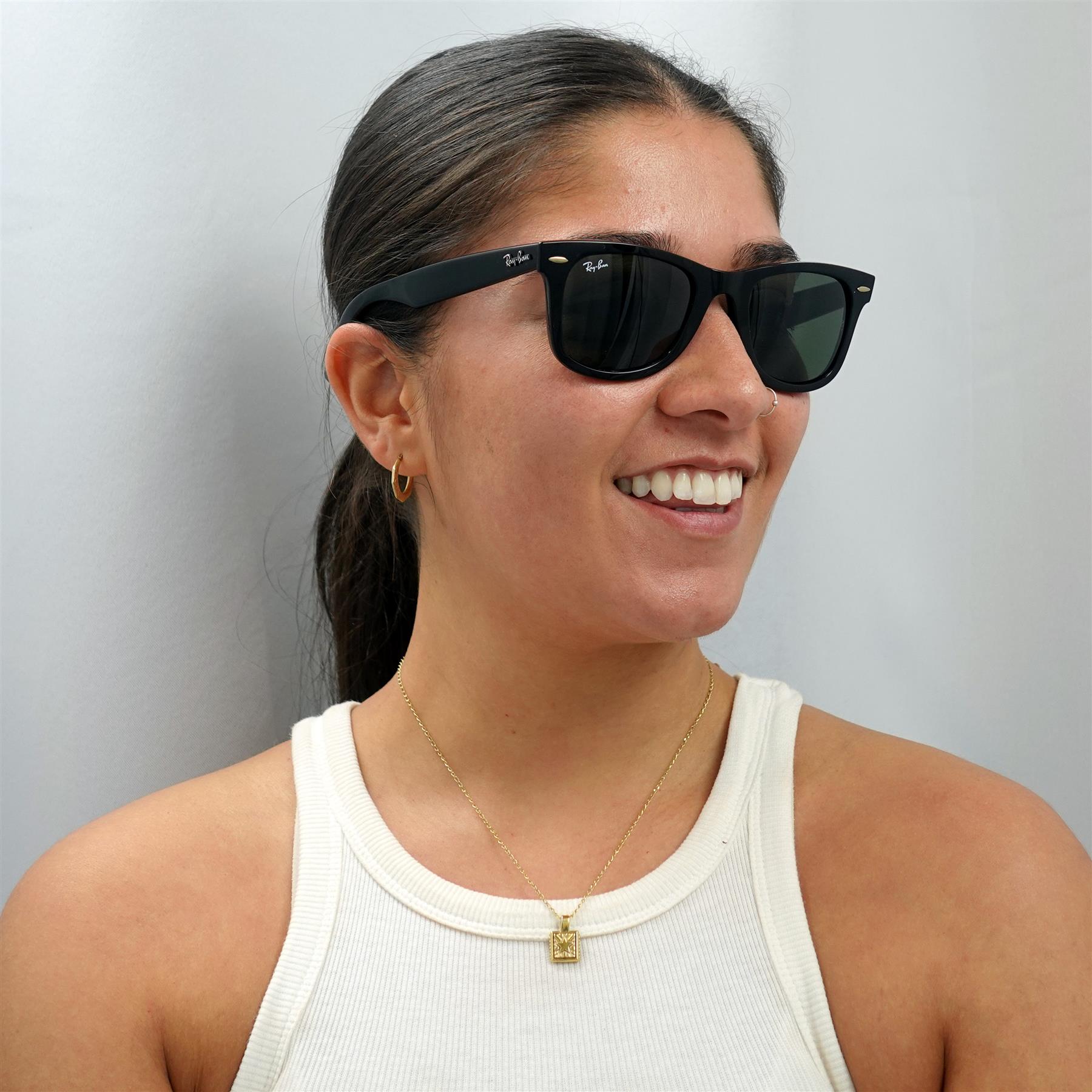 Black Ray-Ban Black Rectangle Black Green Sunglasses, Image 5 of 6