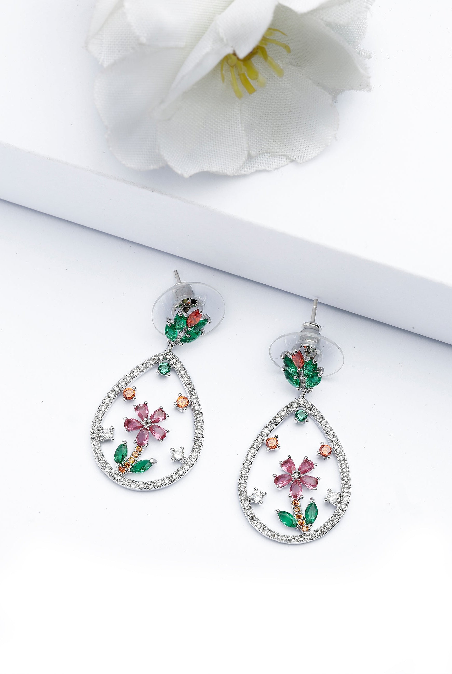 Multi Floral Drop Earrings, Image 2 of 4