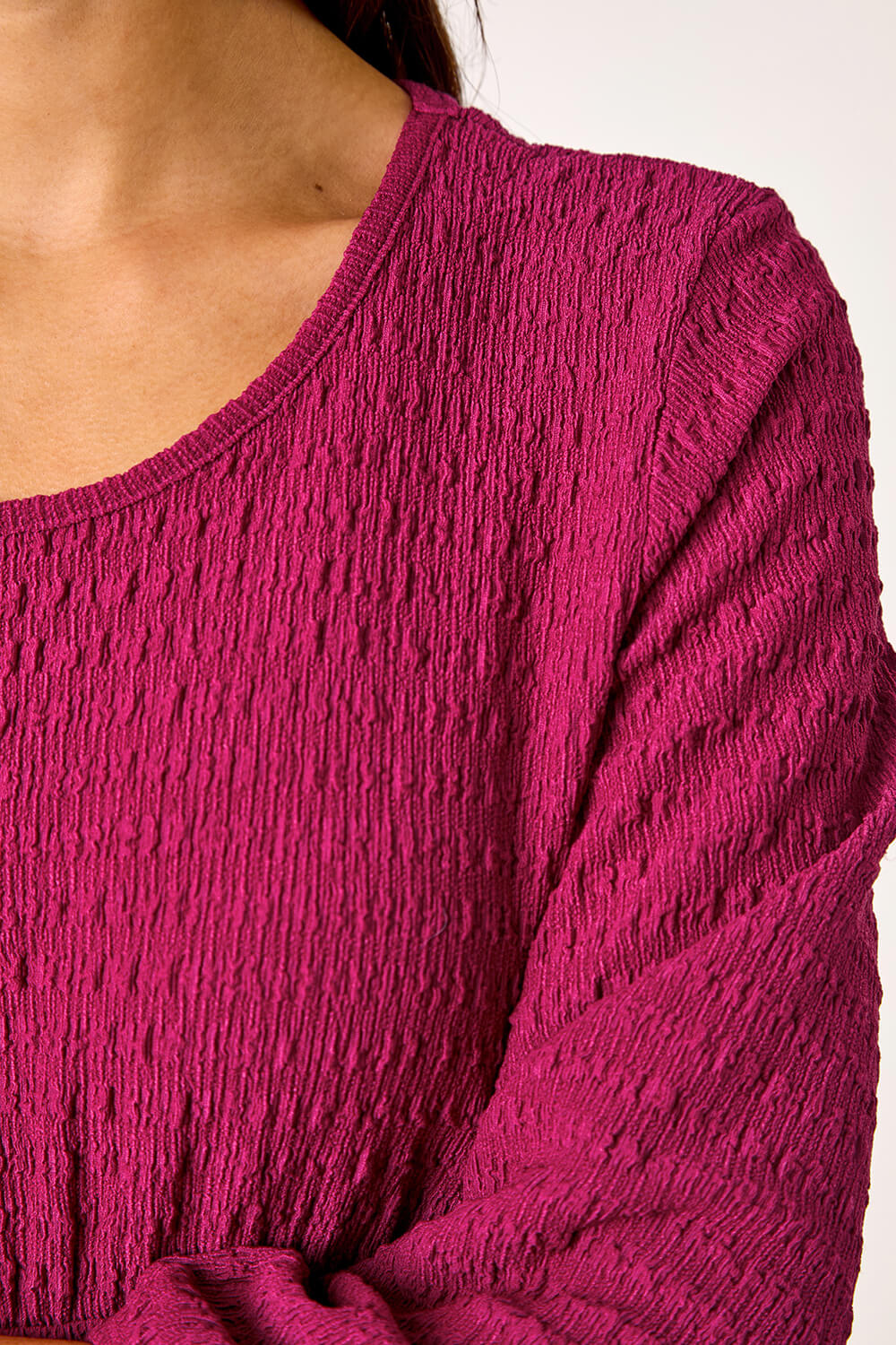 Magenta Textured Empire Waist Stretch Dress, Image 6 of 5