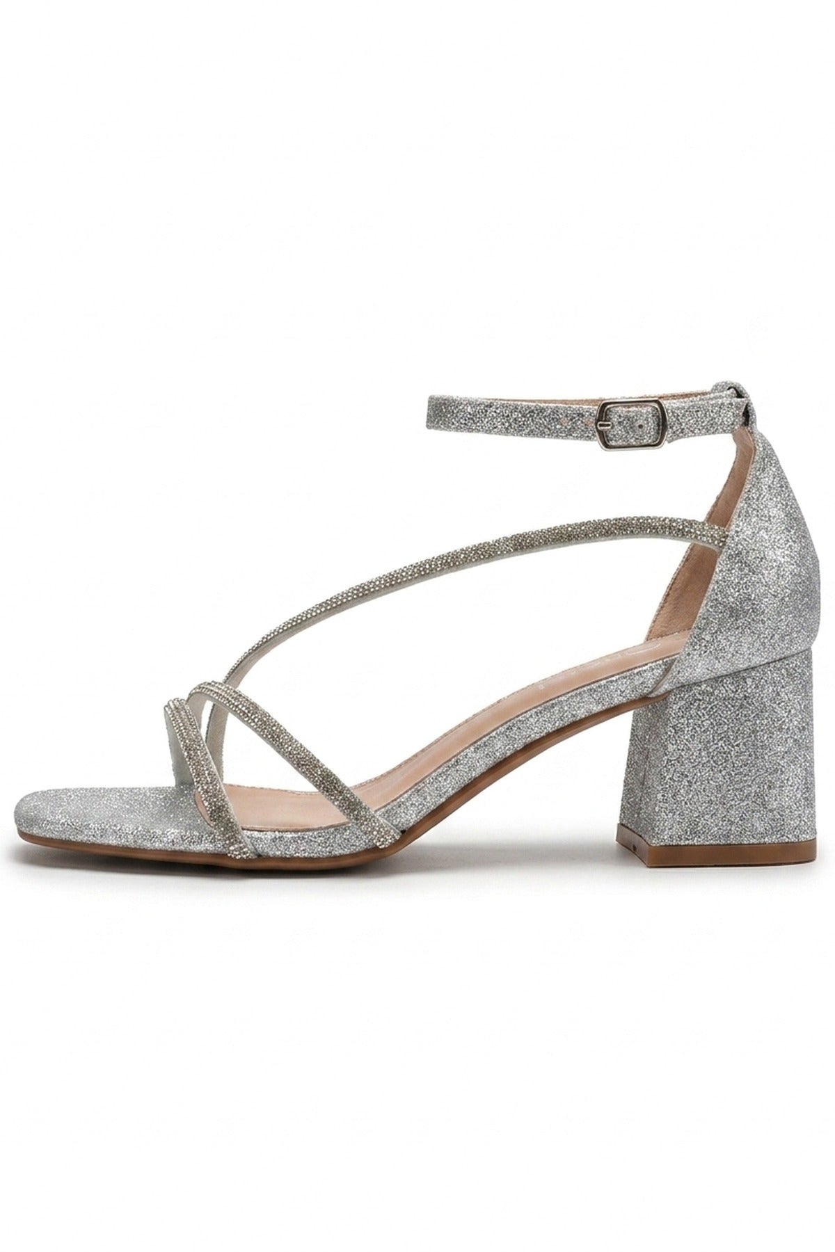 Black Saoirse Glitter Block Heel Strappy Sandals