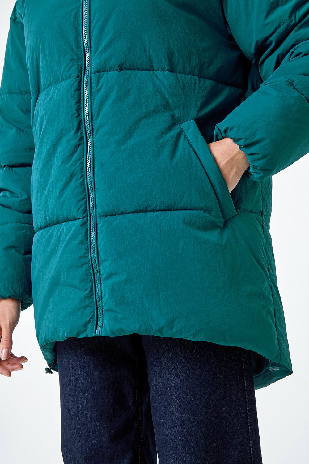 Teal Oversized Padded Coat, Image 8 of 7