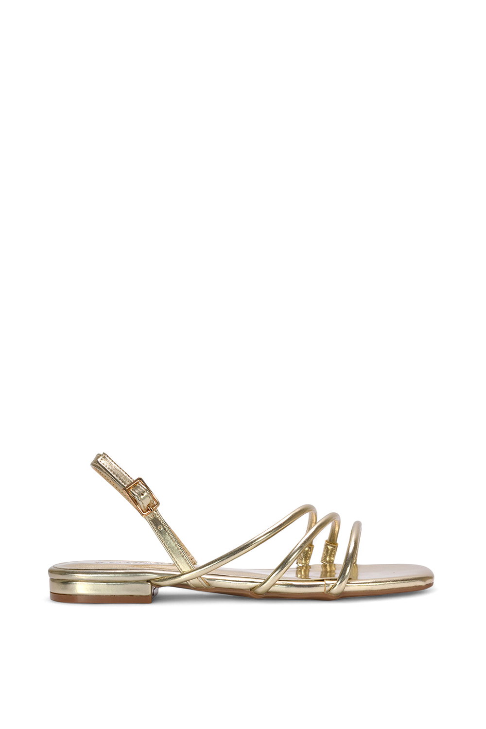 Gold XY LONDON Gold 'Mary' Square Toe Strappy Slingback Flat Sandals, Image 1 of 6