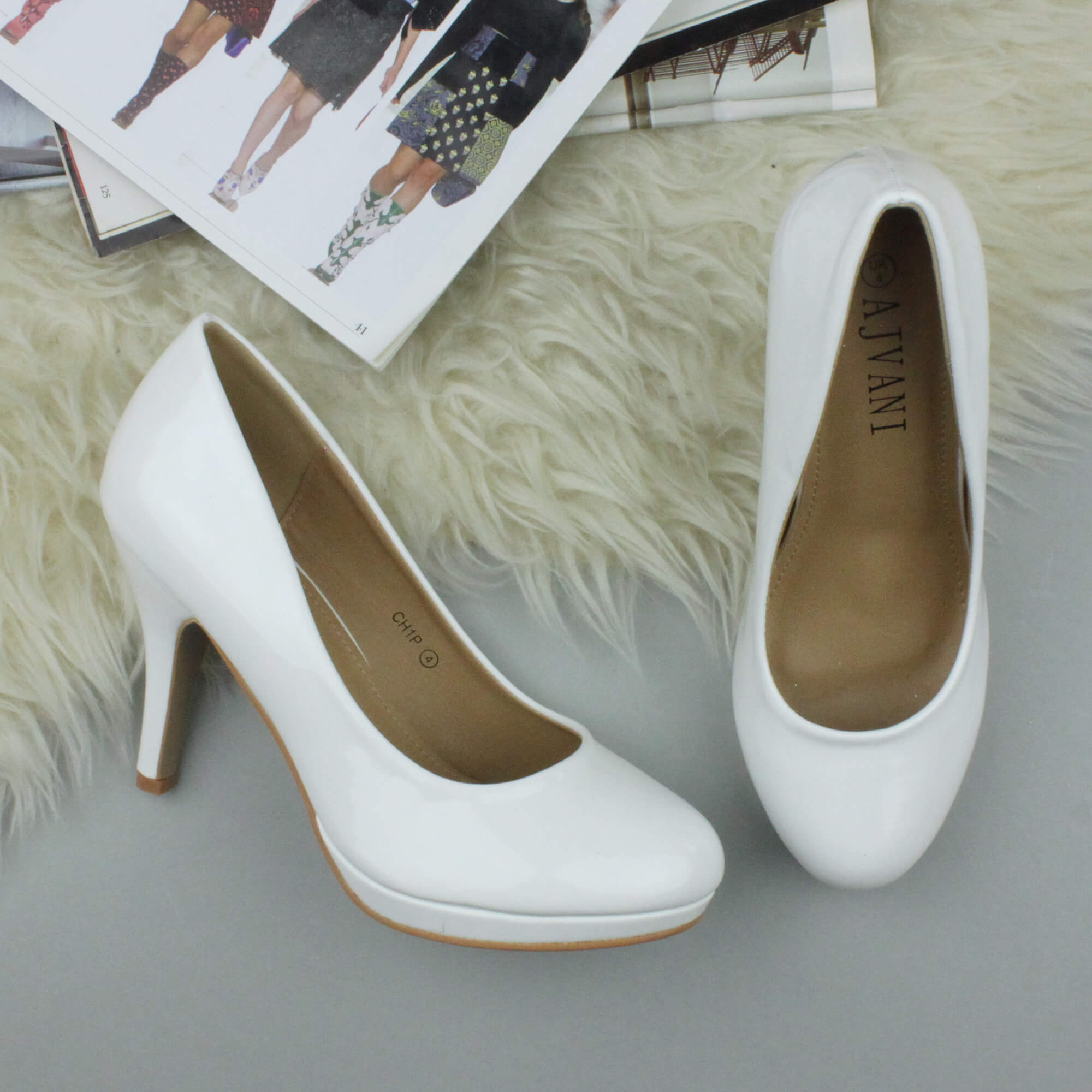 White High Heel Court Shoes, Image 4 of 6