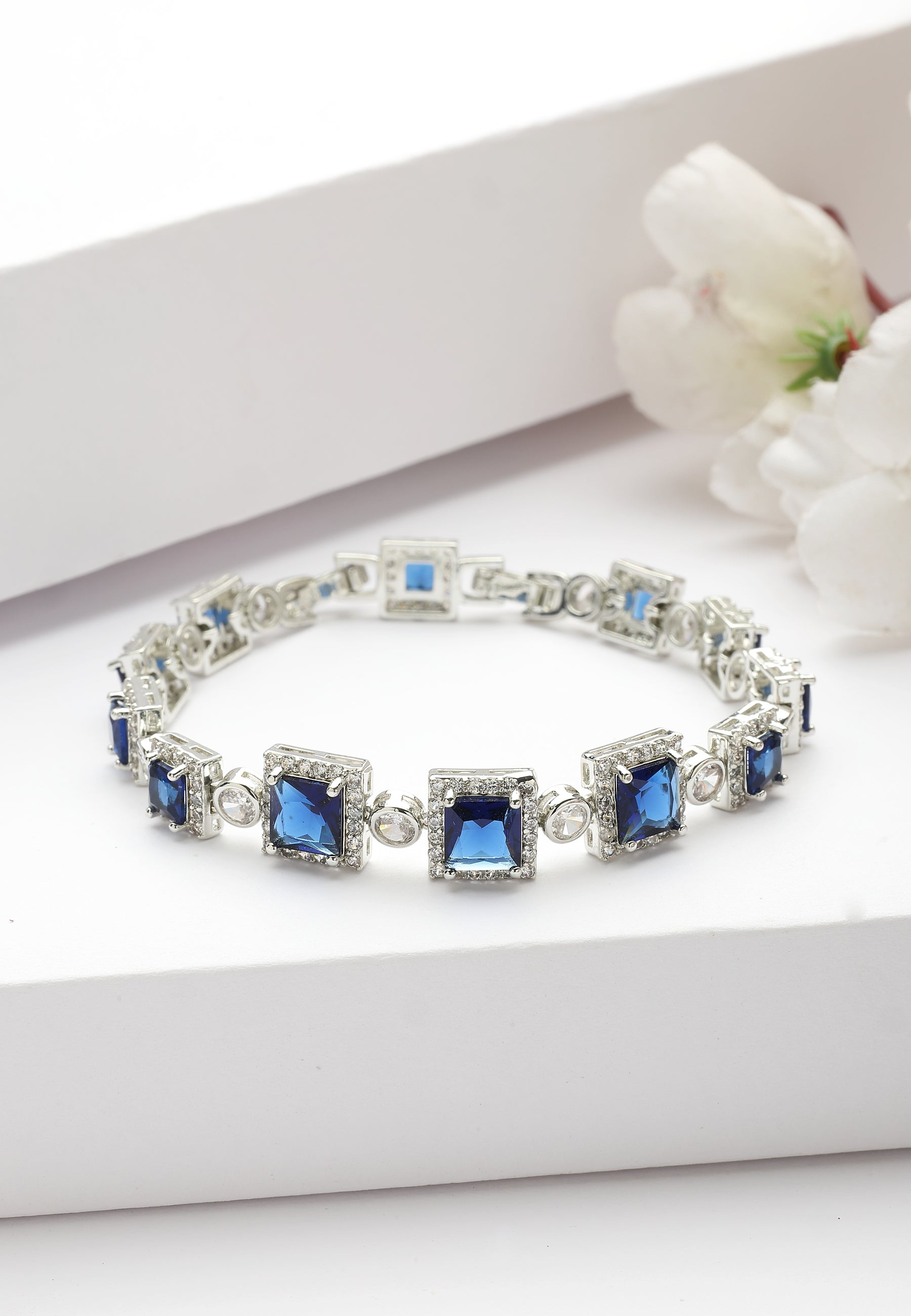 Blue Diva Square Box Chain Bracelet, Image 2 of 6