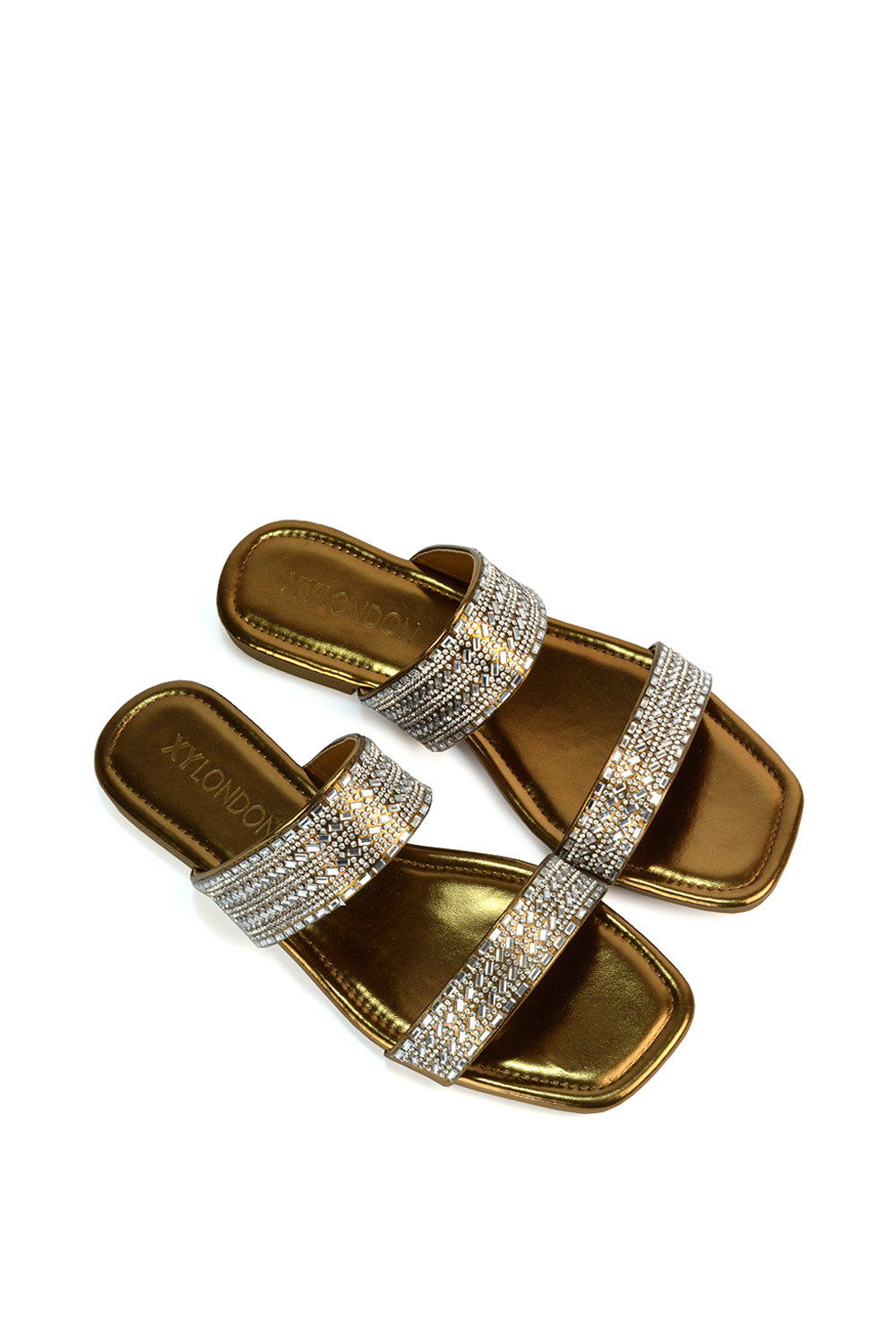 Gold 'Lucy' Slip On Flat Cork Slider Mules, Image 5 of 5