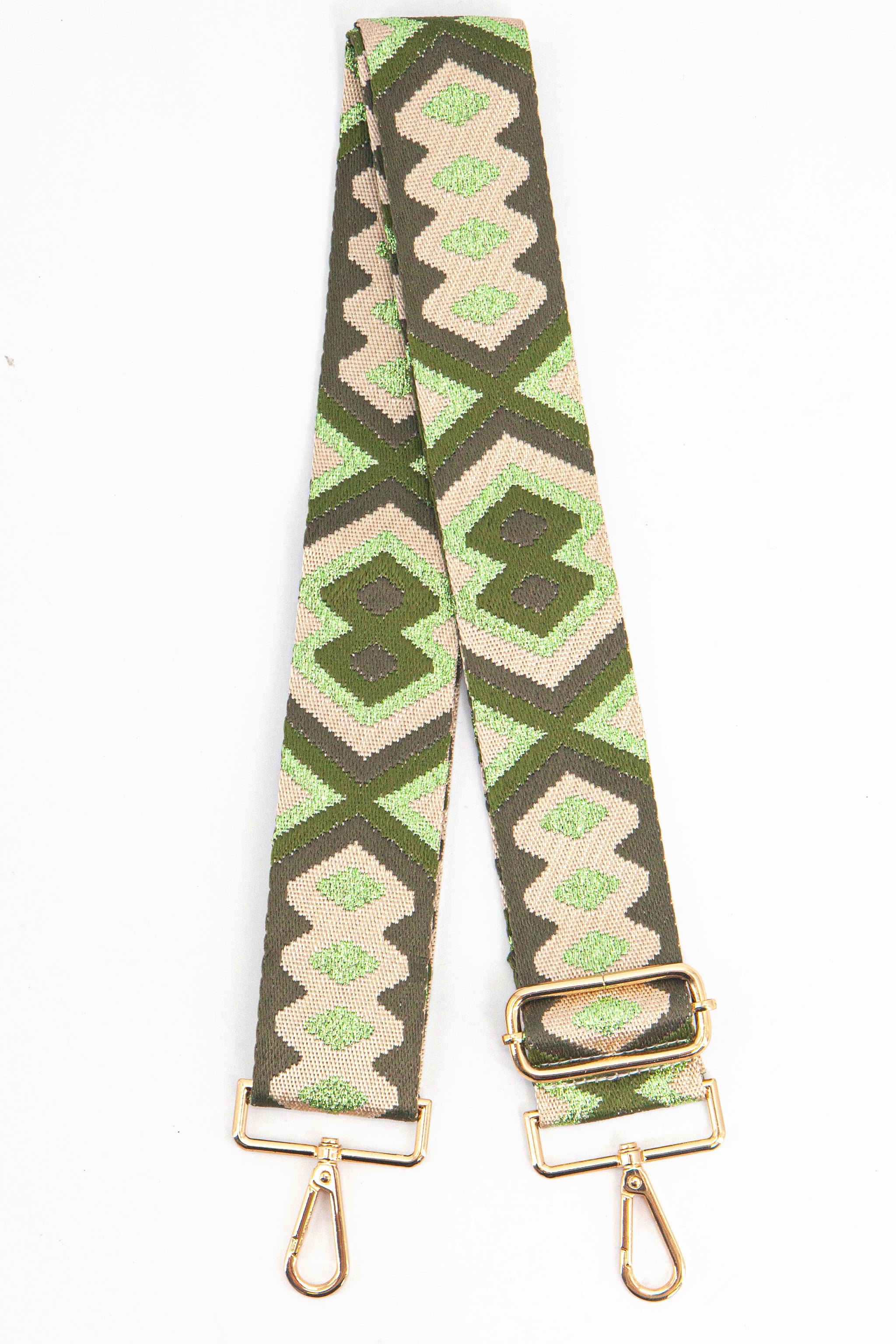 Green Sarta Green Metallic Aztec Woven Bag Strap, Image 1 of 4
