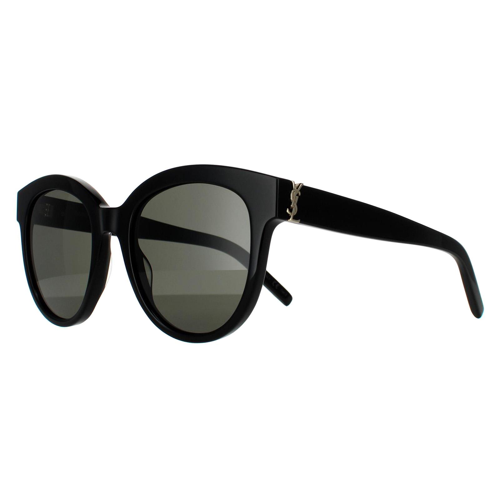 Black Saint Laurent Black Round Black Grey Sunglasses, Image 2 of 6