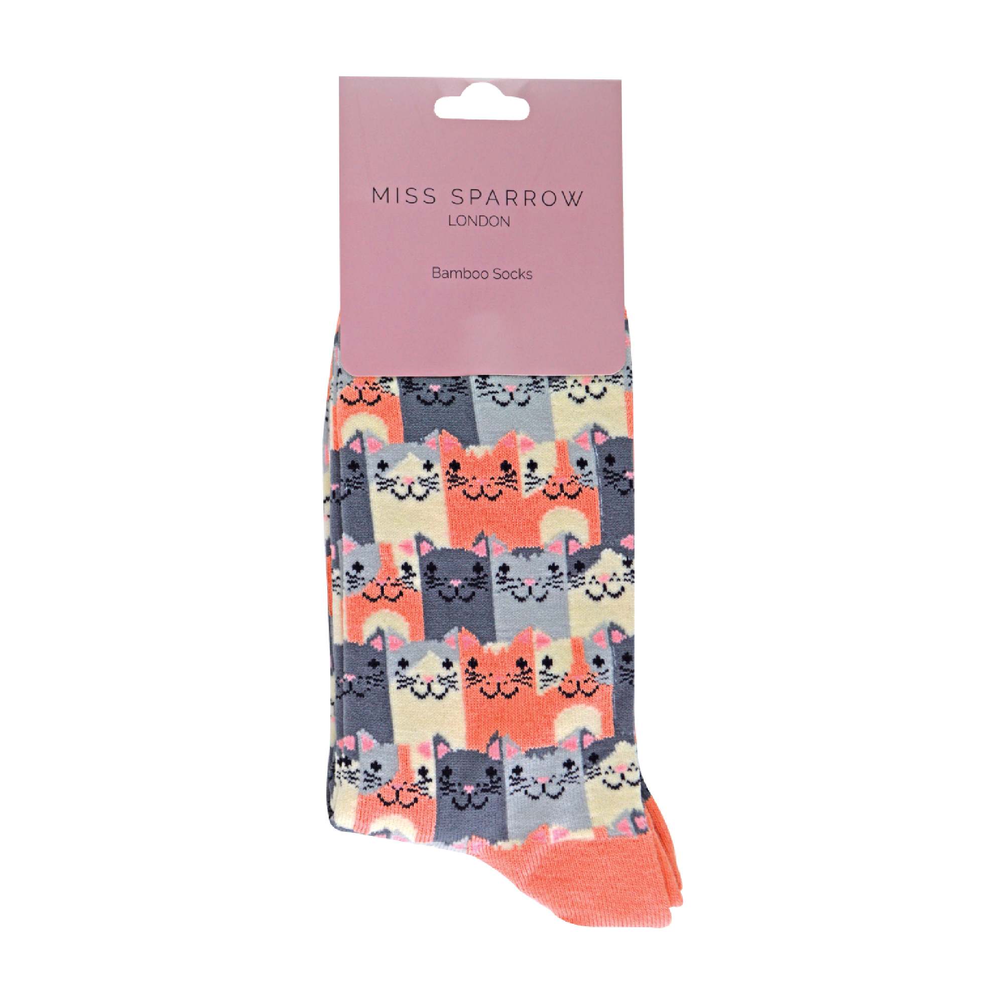 Pink Novelty Cat Bamboo Socks, Image 3 of 3