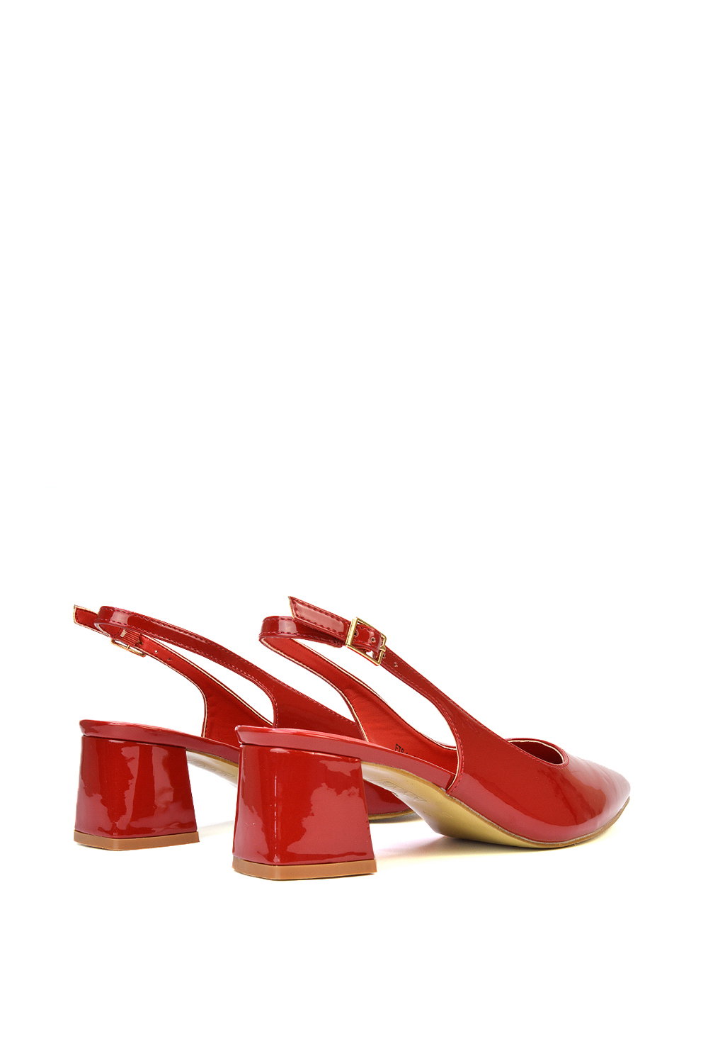 Red XY LONDON Red 'Devon' Court Shoe Block Heels With Slingback, Image 6 of 6