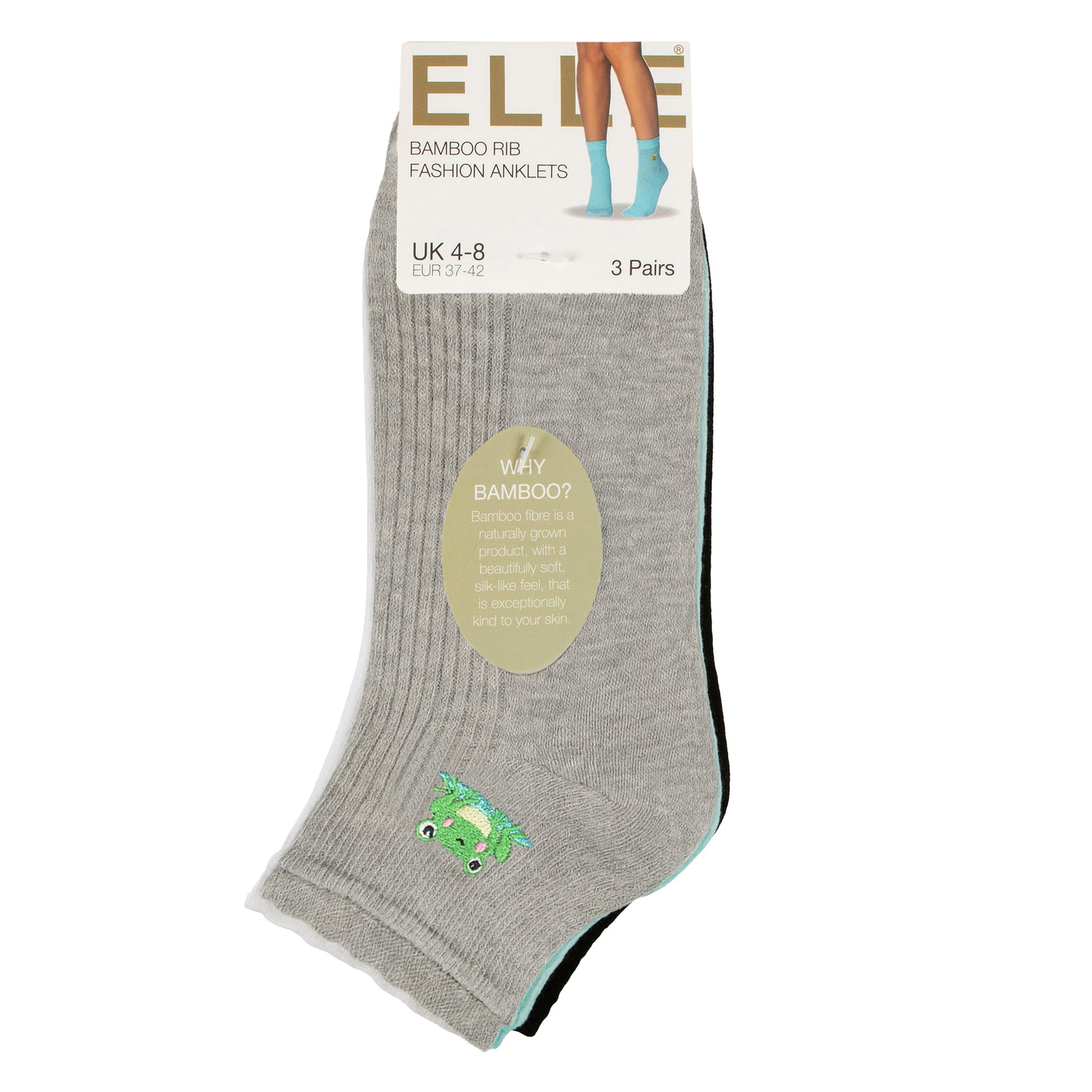 Blue 3 Pack Ribbed Frill Soft Anklet Socks, Image 2 of 2